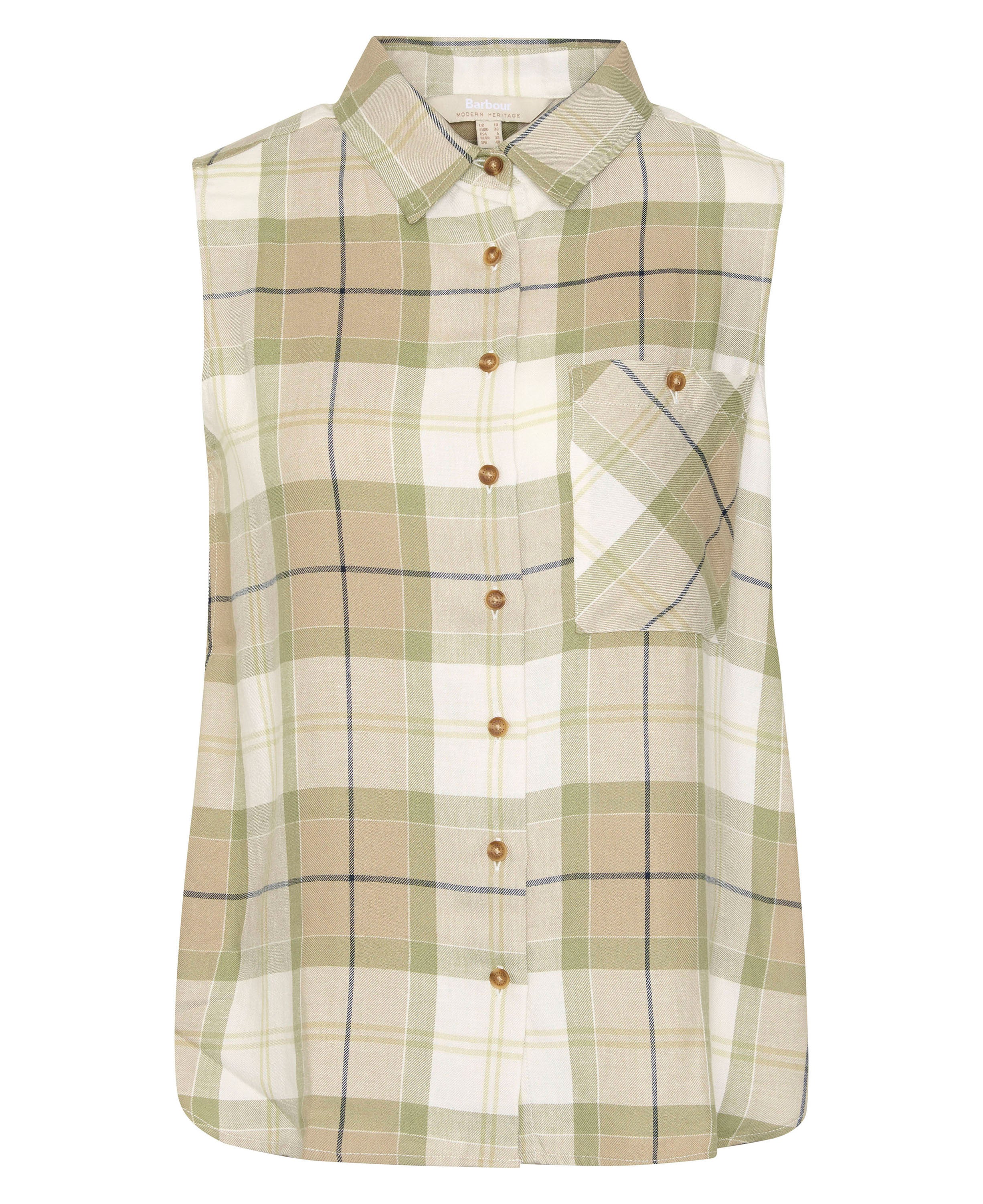 Agnes Sleeveless Shirt - Rosemary Tartan