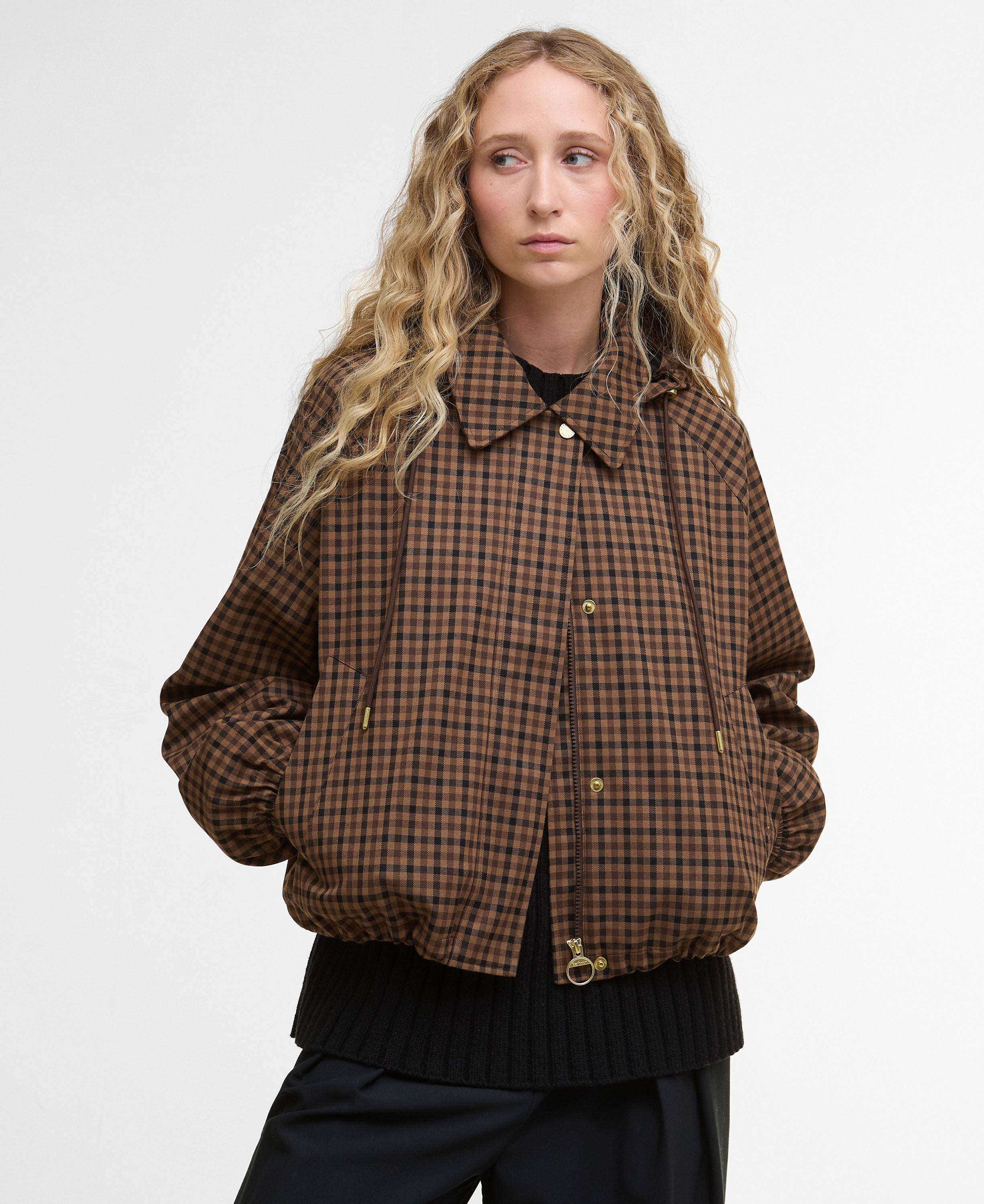 Audrey Showerproof Jacket - Vicuna Gingham Check