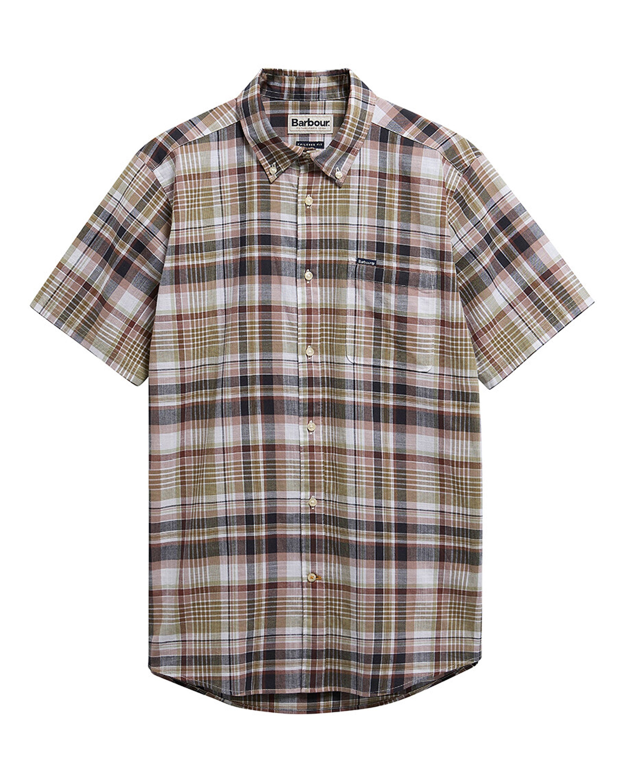 Baycliff Checked Short Sleeve Tailored Shirt - Burnt Pepper
