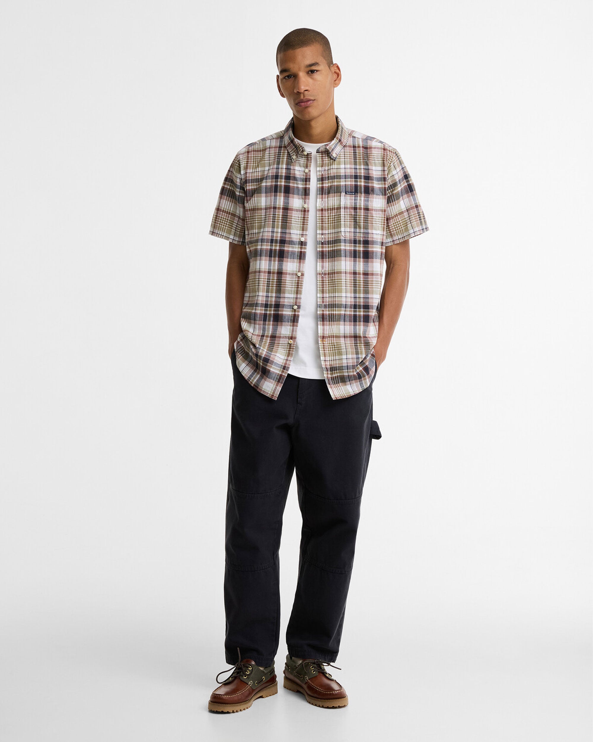 Baycliff Checked Short Sleeve Tailored Shirt - Burnt Pepper