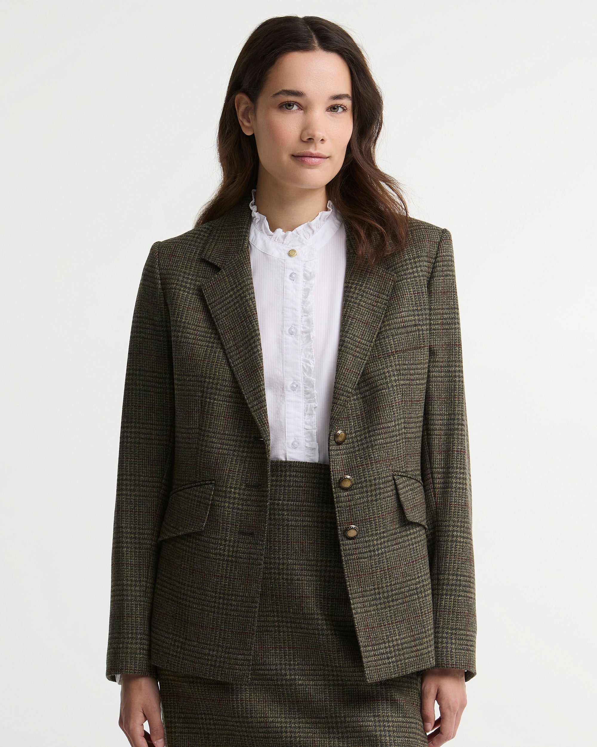 Browning Tailored Jacket - Olive Prince Of Wales Check
