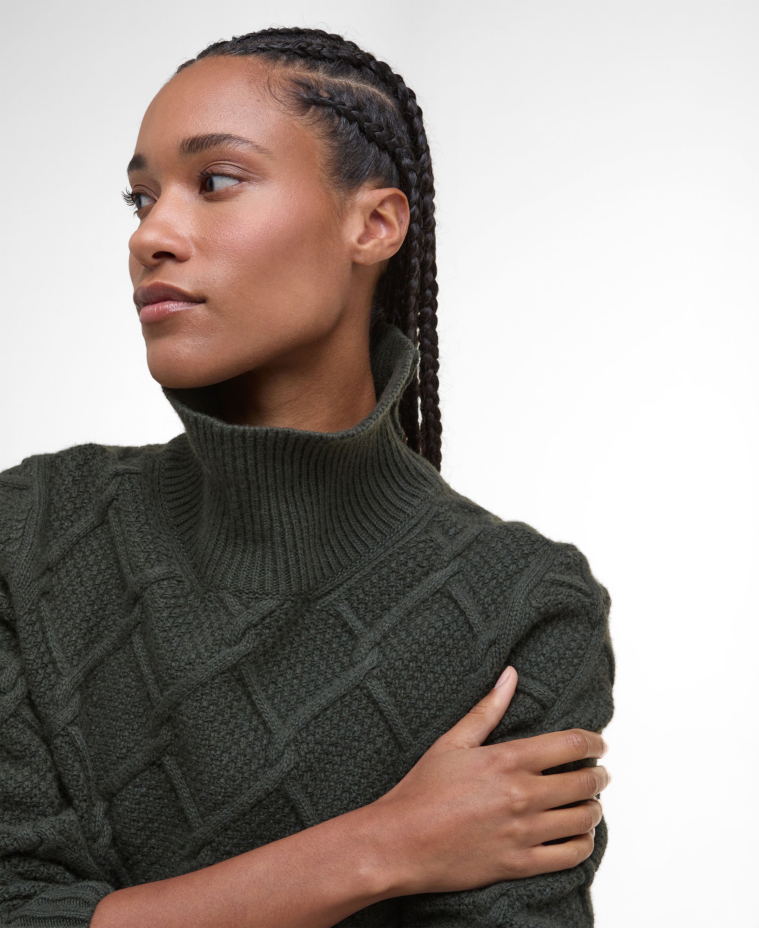 Burne Roll Neck Knitted Jumper - Olive