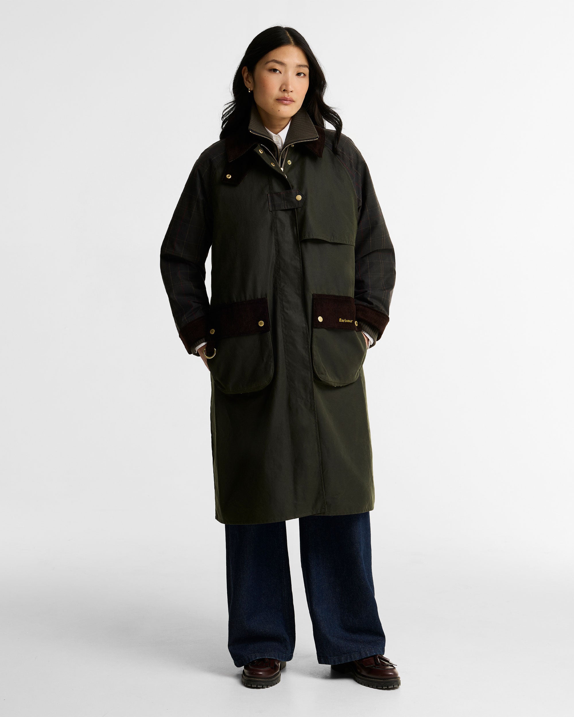 Checked Kirklees Wax Jacket - Fern/Classic/Shadow Classic