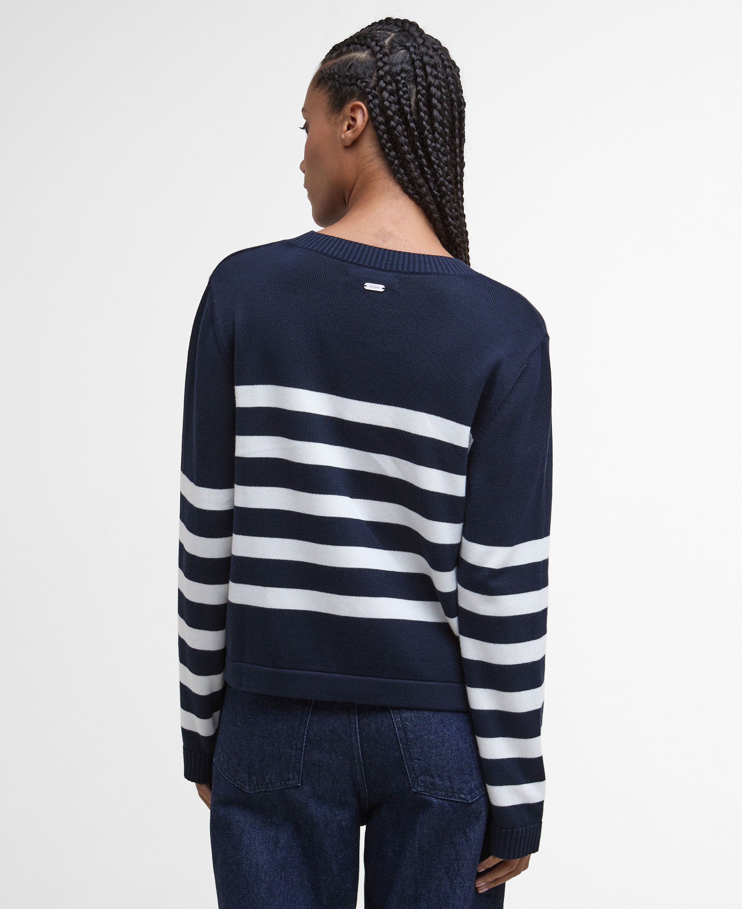 Demi Striped Crew Neck Jumper - Dark Navy Stripe