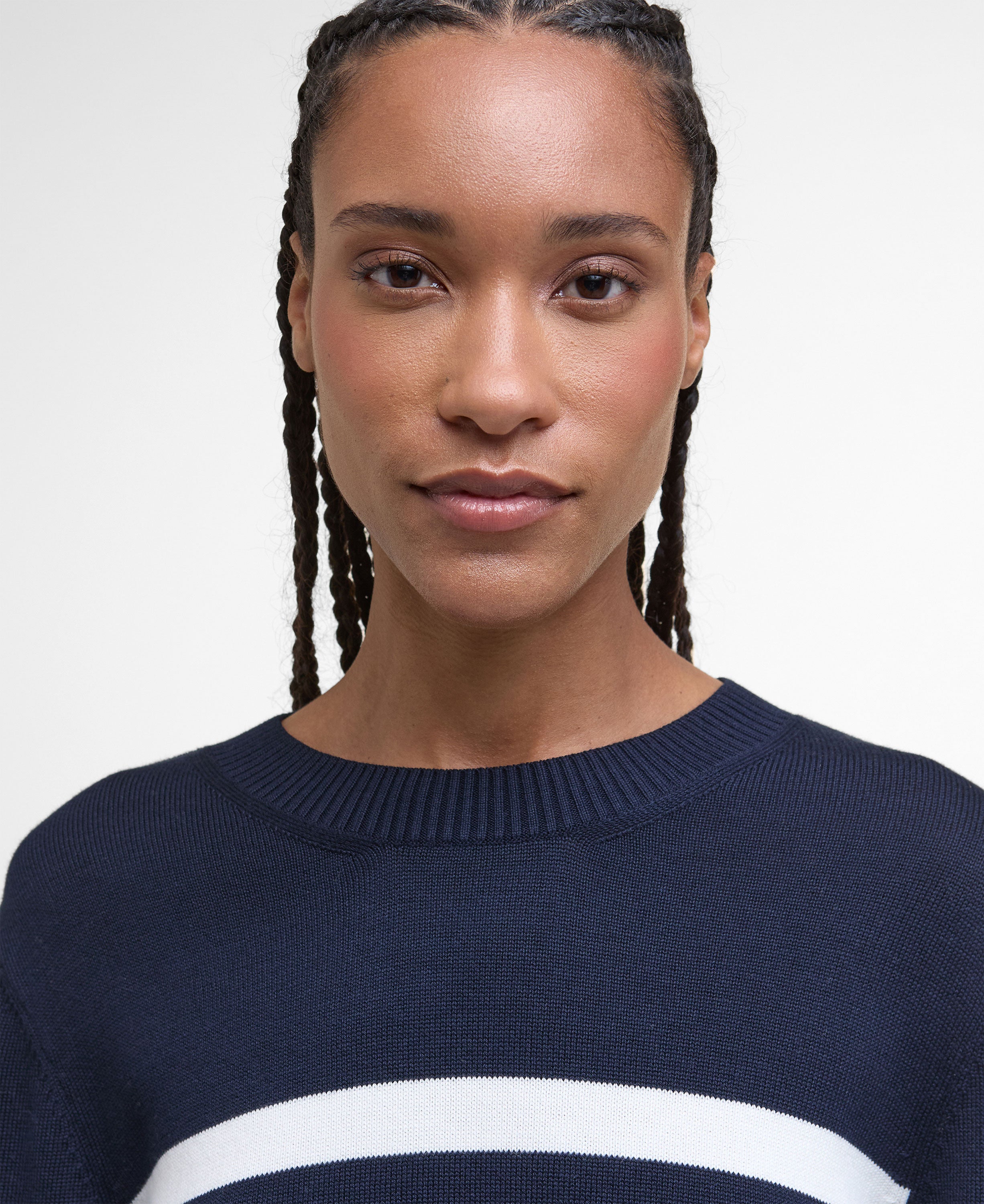 Demi Striped Crew Neck Jumper - Dark Navy Stripe