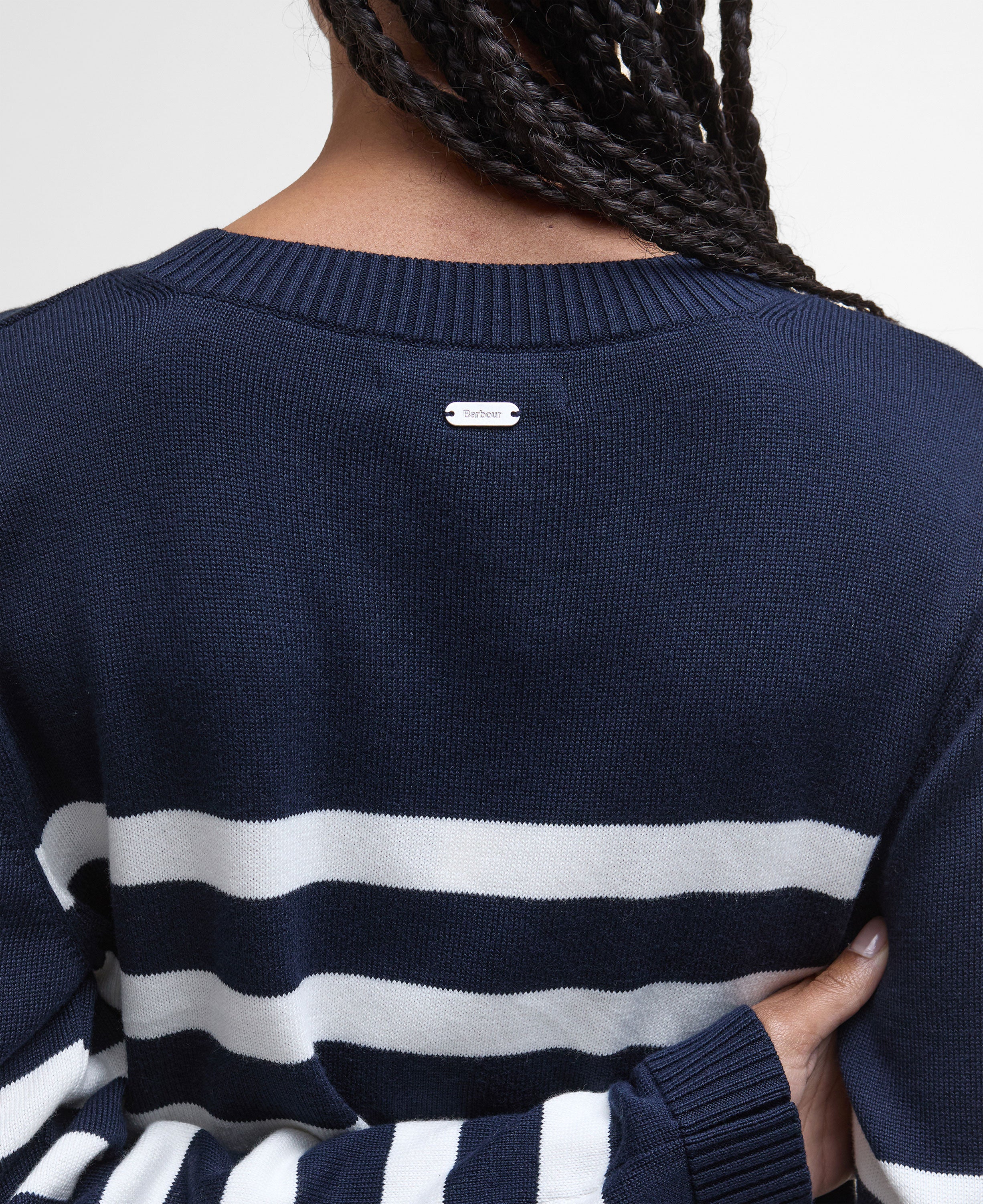 Demi Striped Crew Neck Jumper - Dark Navy Stripe