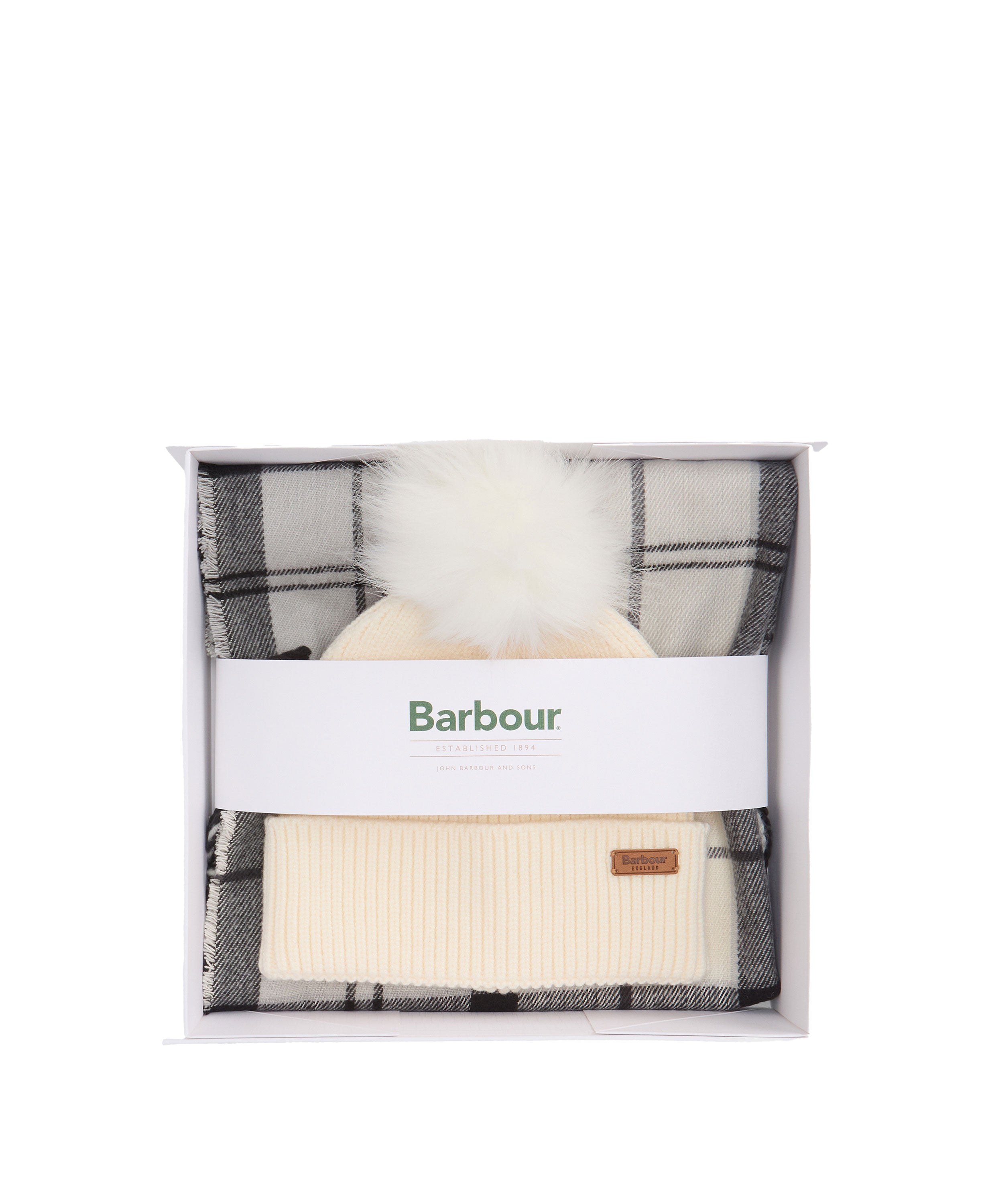 Dover Beanie & Hailes Scarf Gift Set - Monochrome Tartan