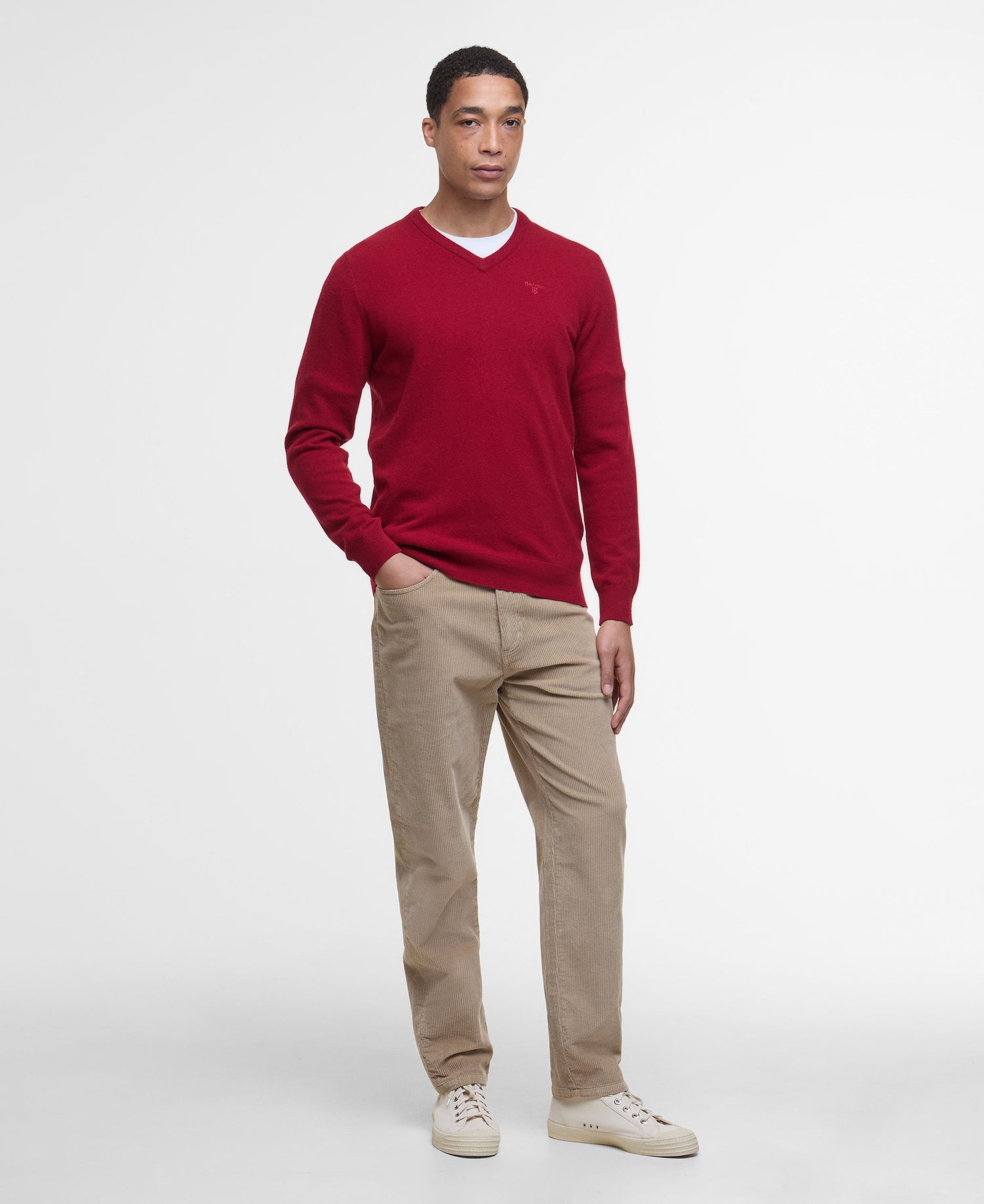 Essential Lambswool V Neck Sweater - Red