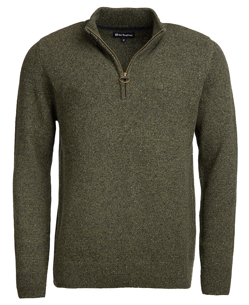 Essential Tisbury Half Zip Knitted Jumper - Dark Seaweed