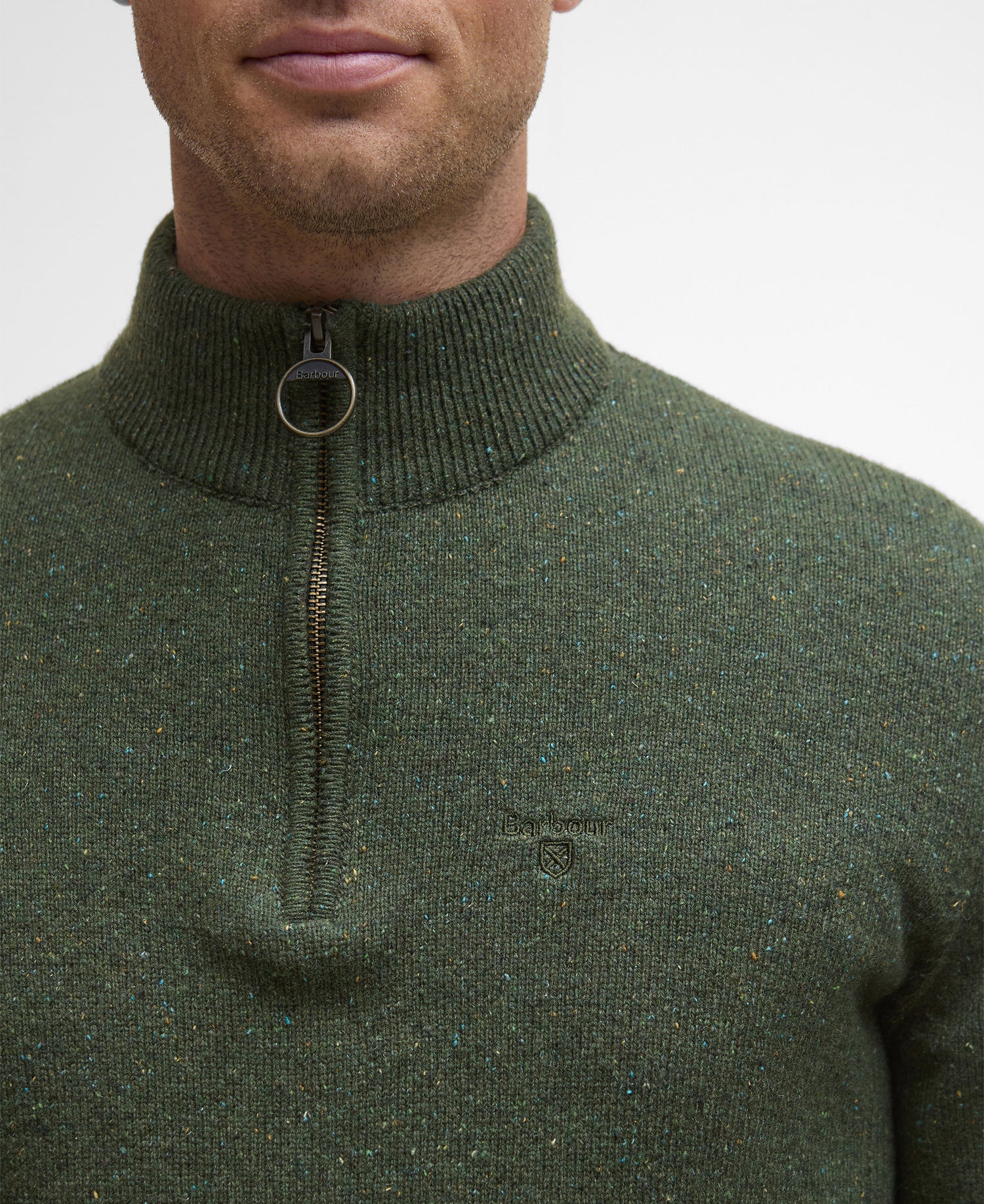 Essential Tisbury Half Zip Knitted Jumper - Forest