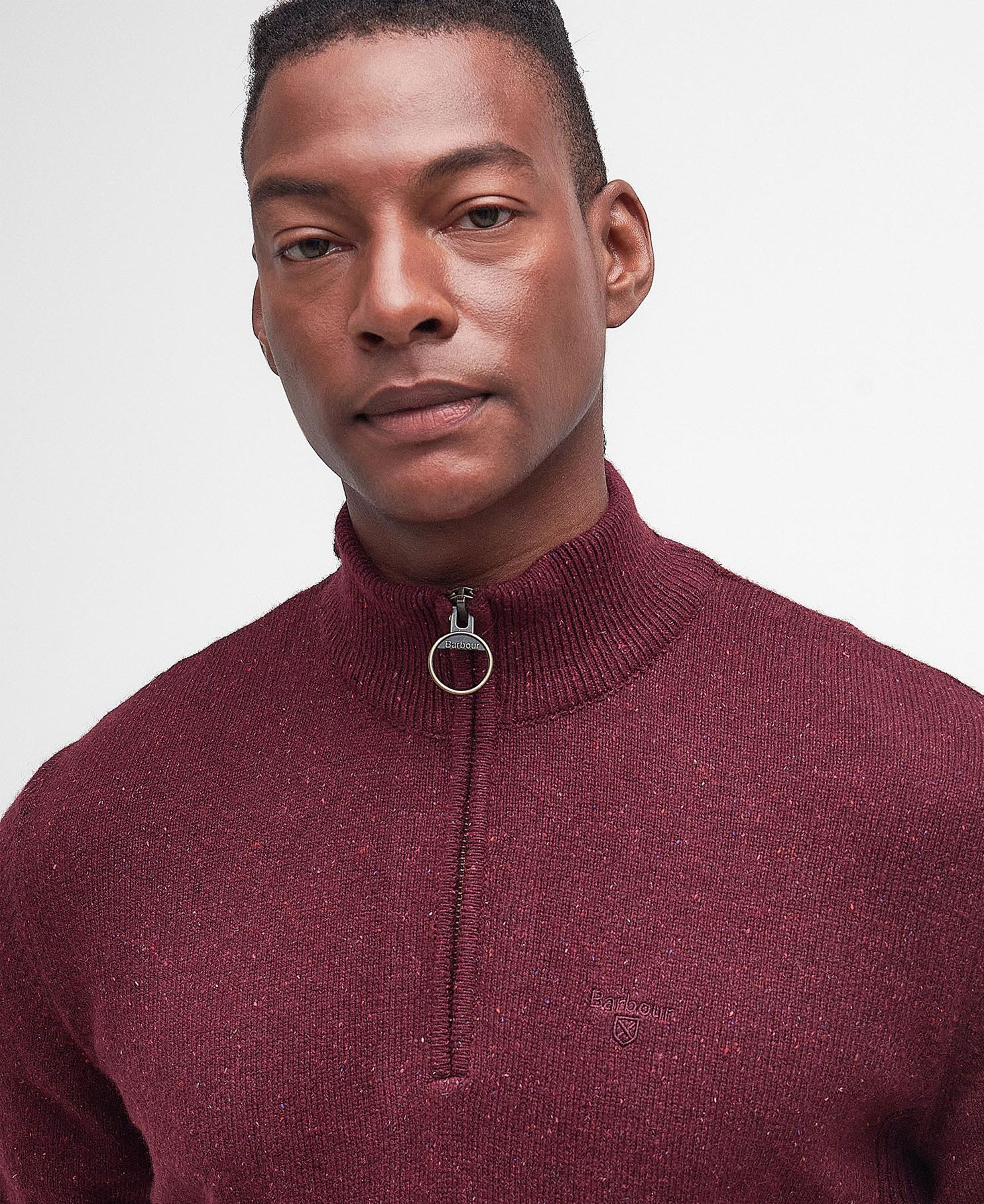 Essential Tisbury Half Zip Knitted Jumper - Ruby