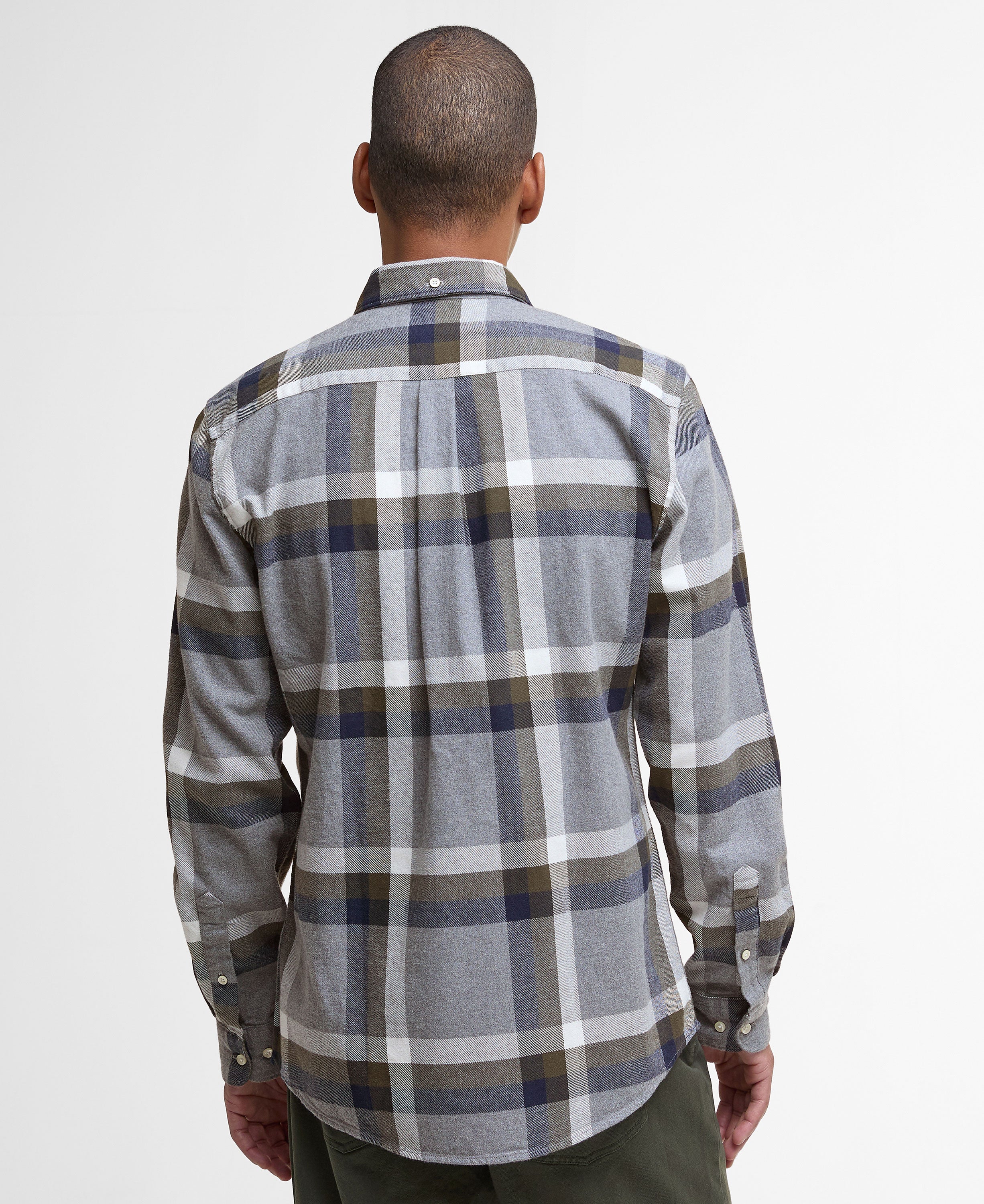 Folley Tailored Checked Shirt - Light Grey Marl