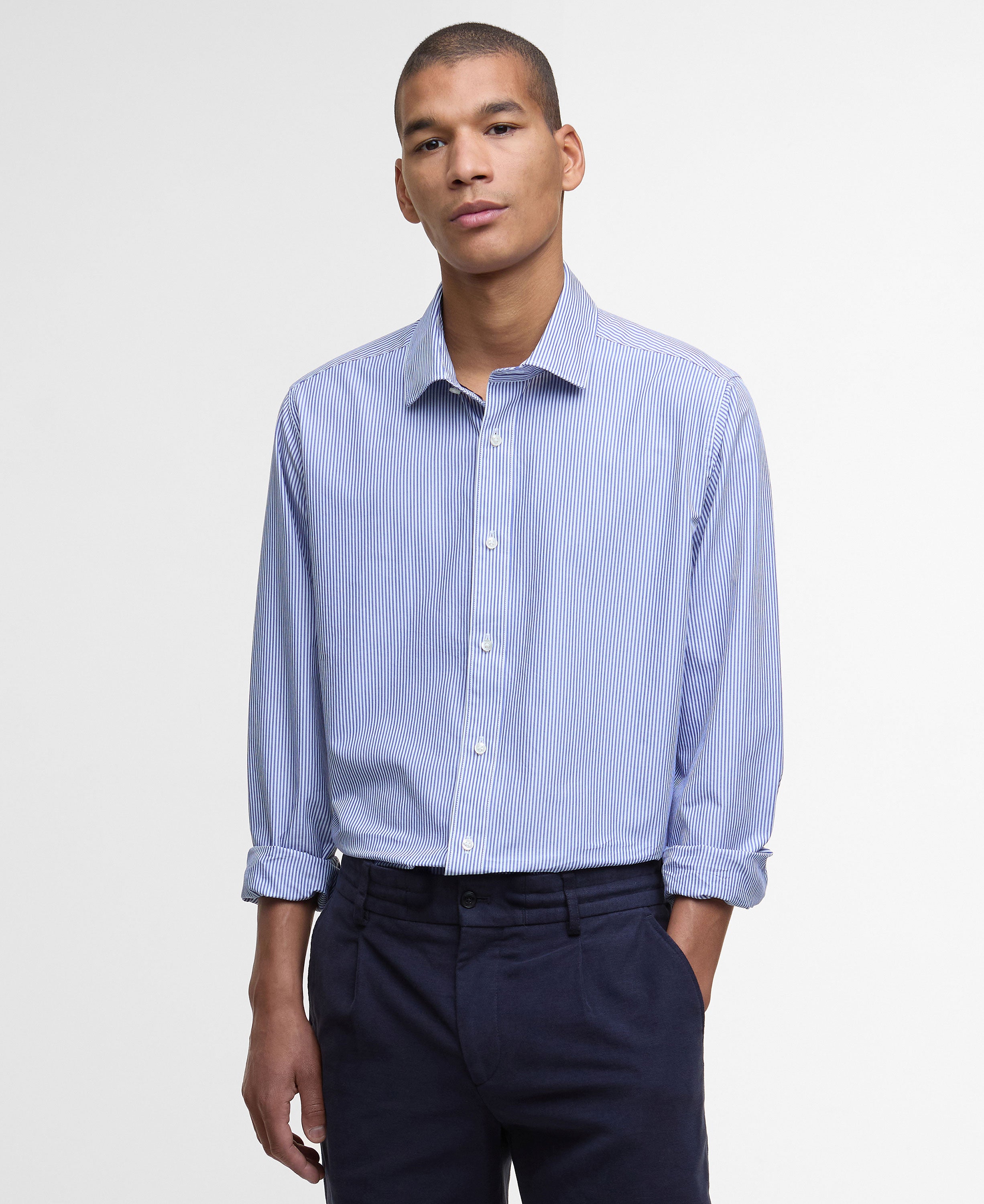 Graham Striped Tailored Shirt - Navy