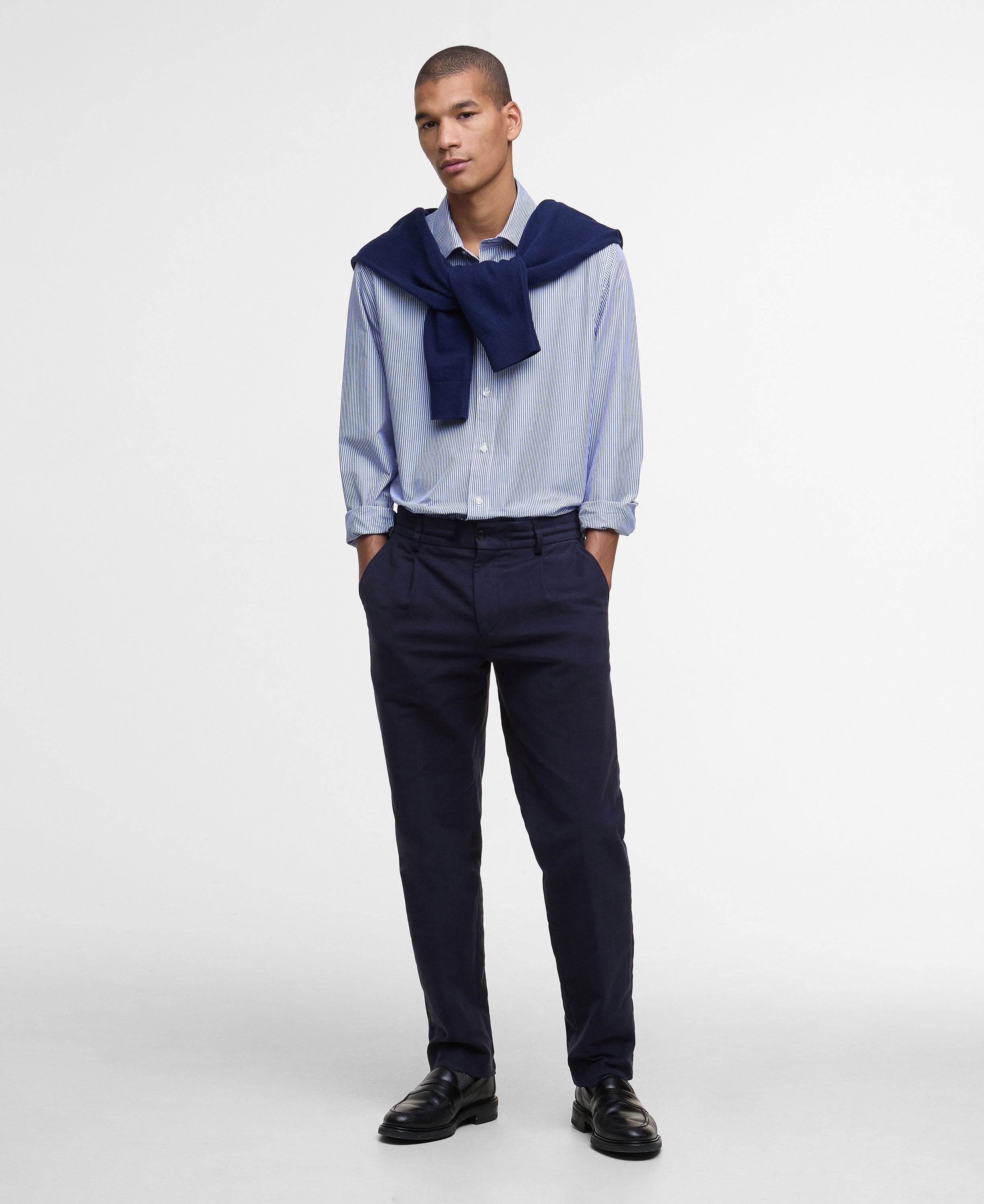 Graham Striped Tailored Shirt - Navy