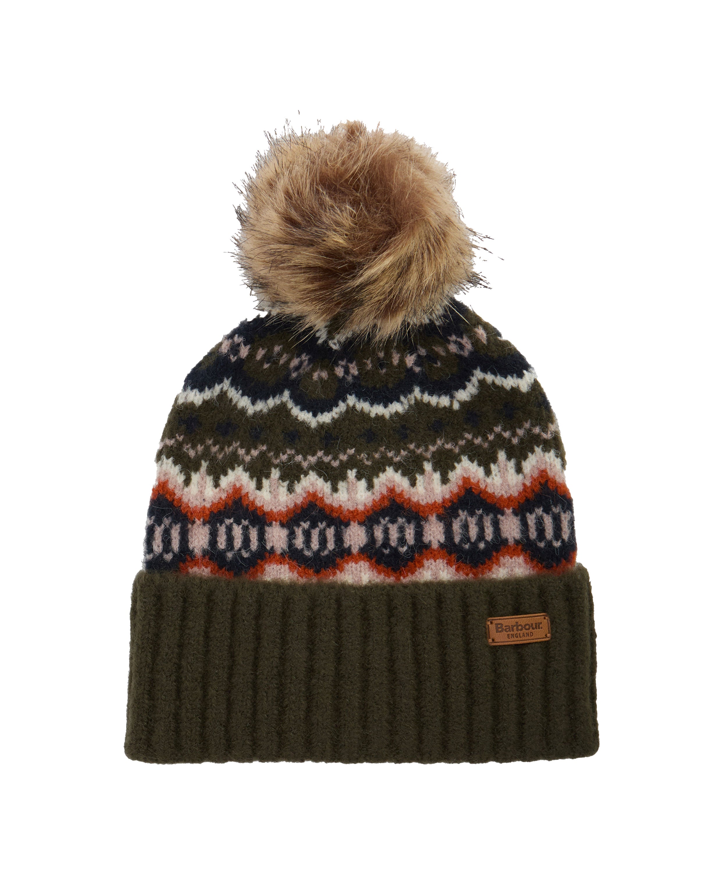 Helen Fair Isle Beanie Hat - Olive