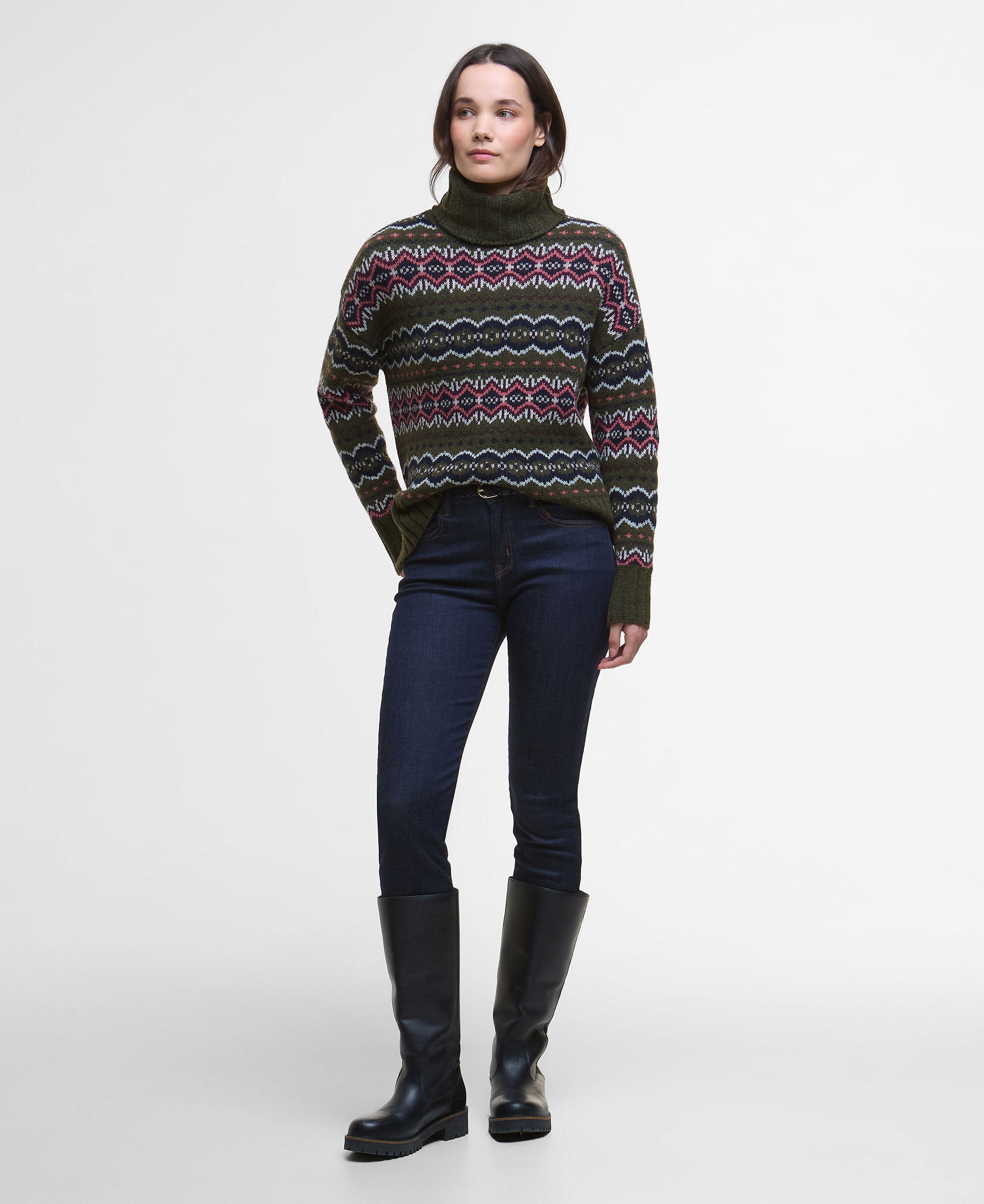 Helen Knitted Jumper - Olive Multi