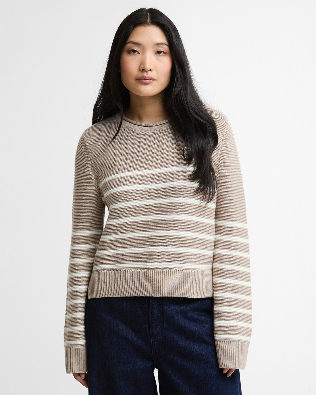 Hinton Knitted Jumper - Light Sand Stripe