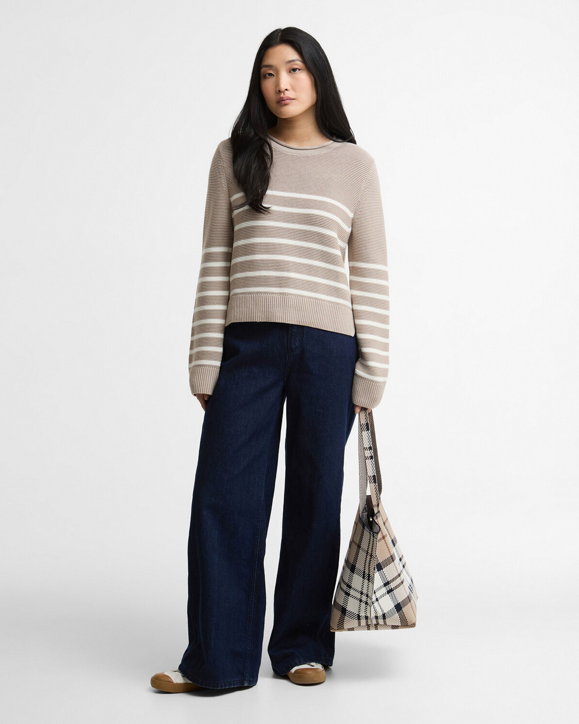 Hinton Knitted Jumper - Light Sand Stripe