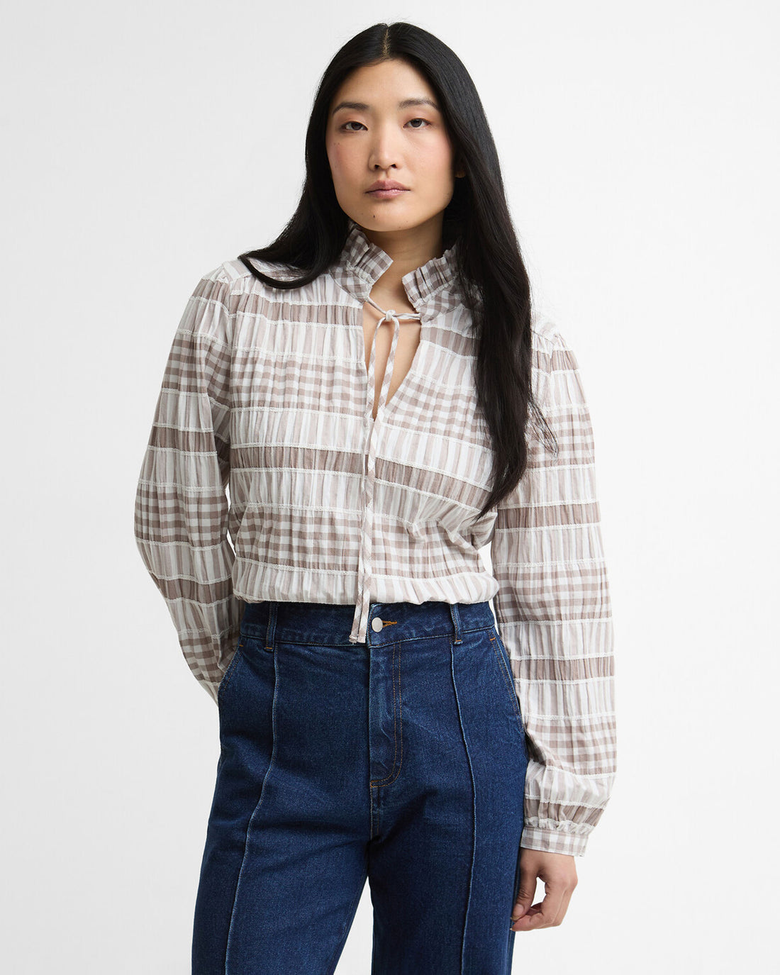 Hinton Top - Sand/White Gingham