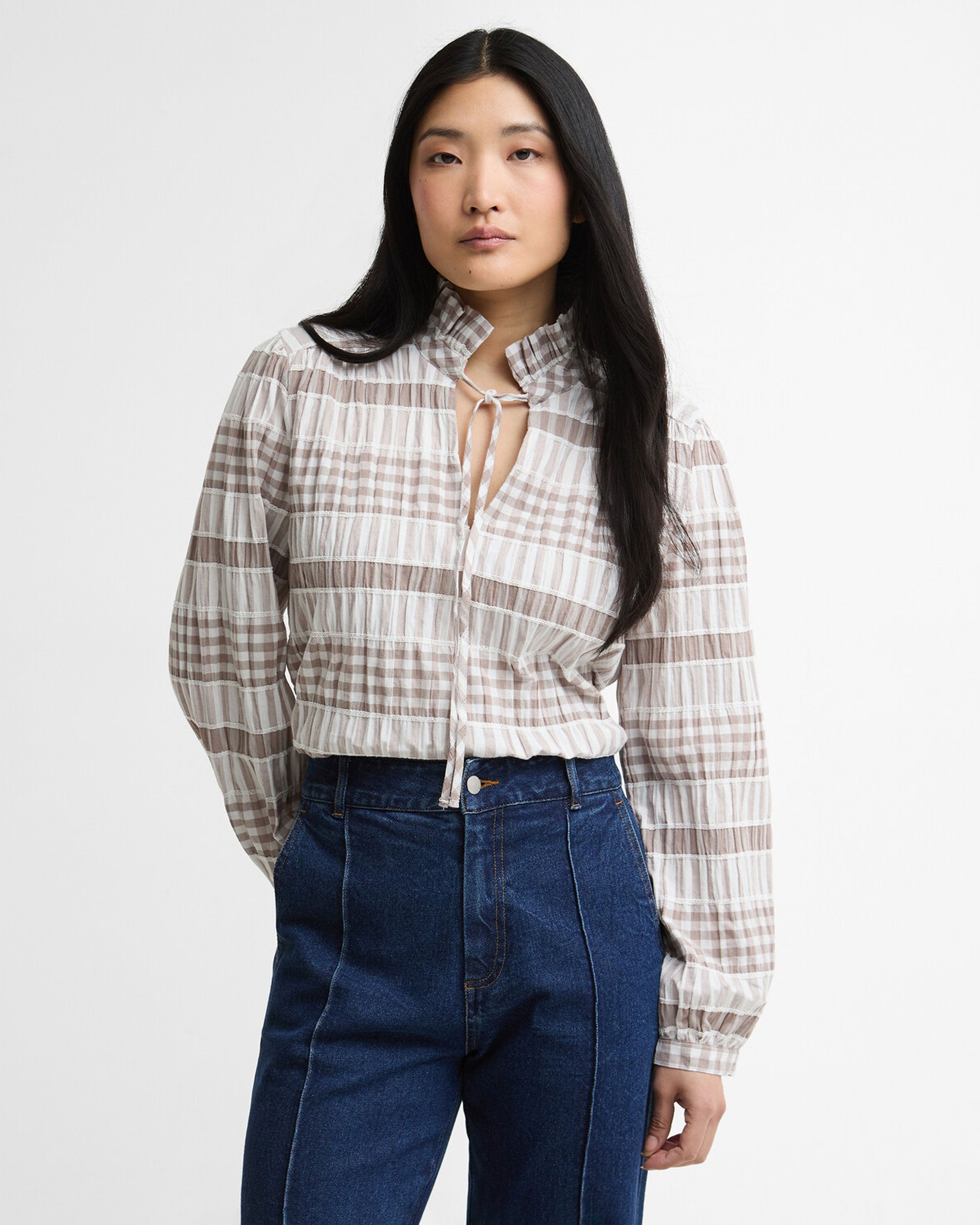 Hinton Top - Sand/White Gingham