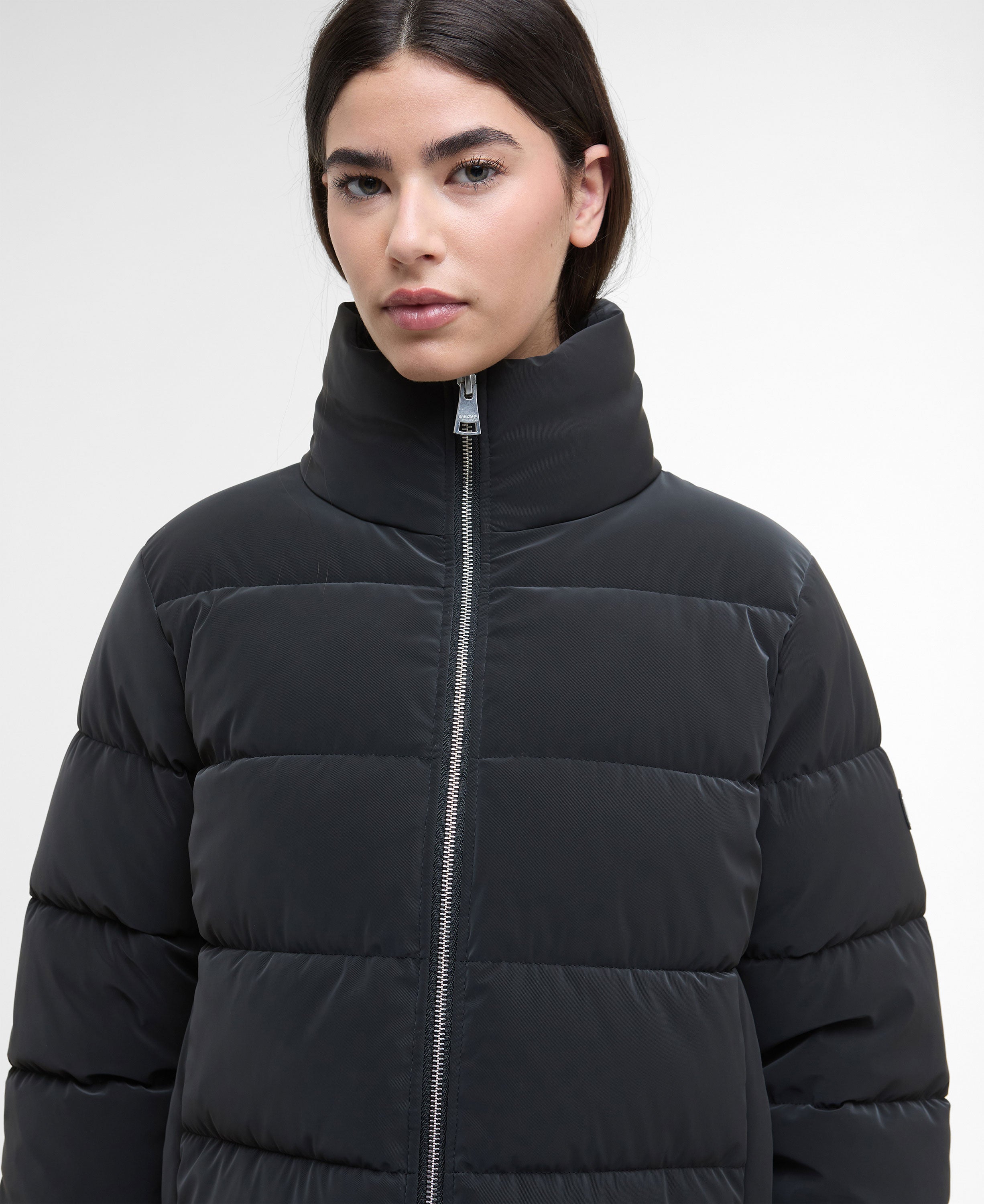 Hudson Faux Velvet Puffer Jacket - Black