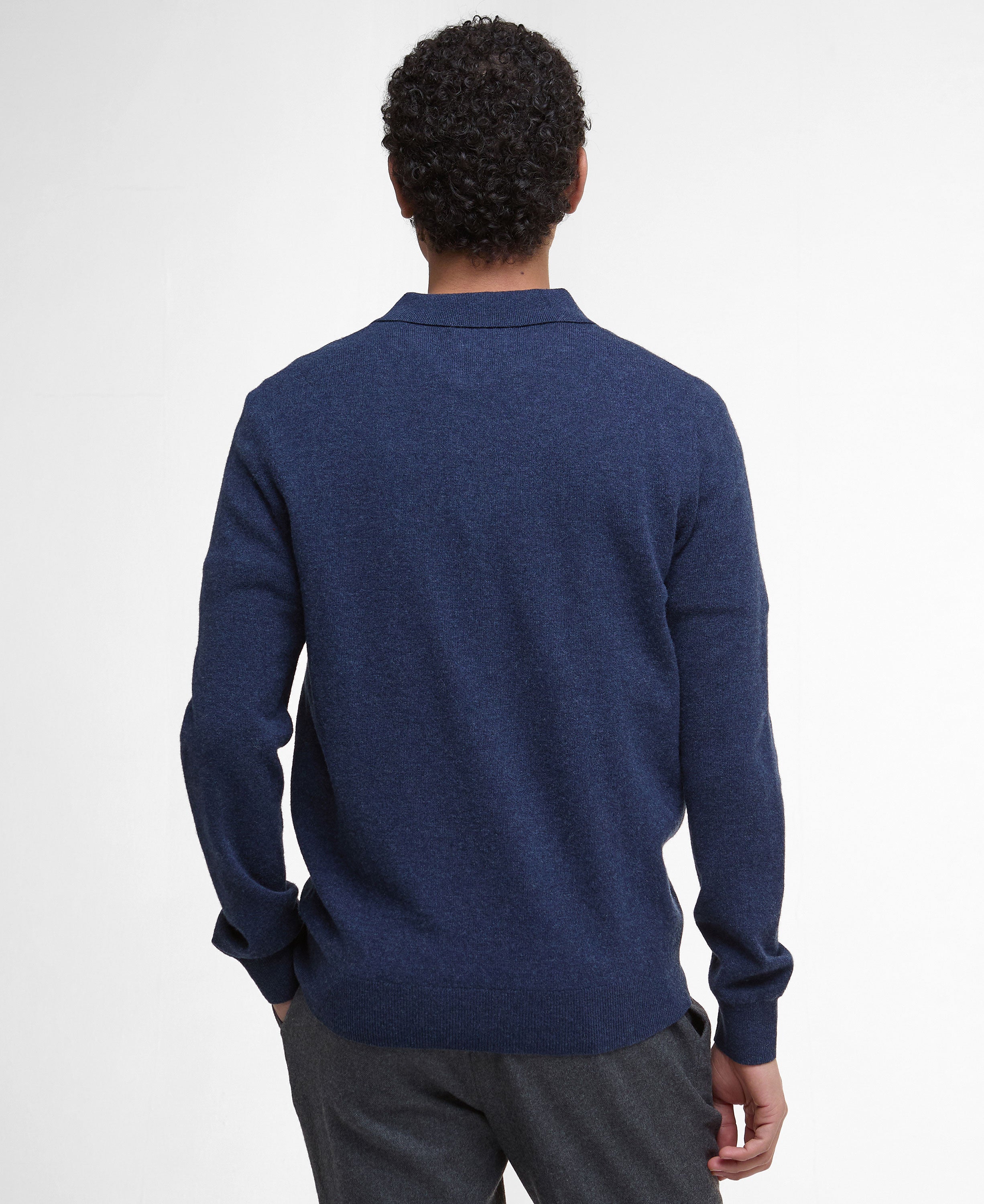 Hutherston Knitted Polo Shirt - Navy Marl
