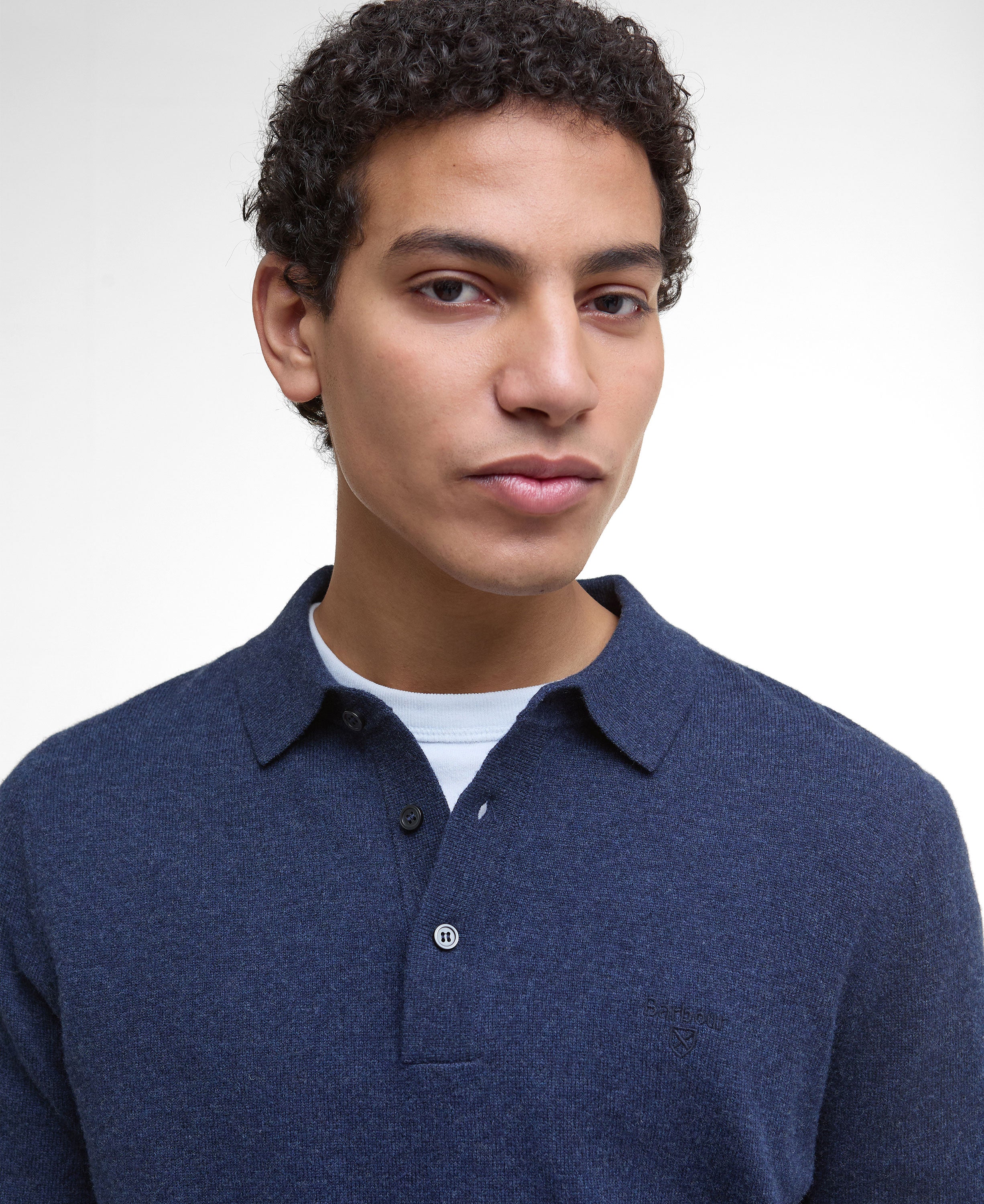 Hutherston Knitted Polo Shirt - Navy Marl