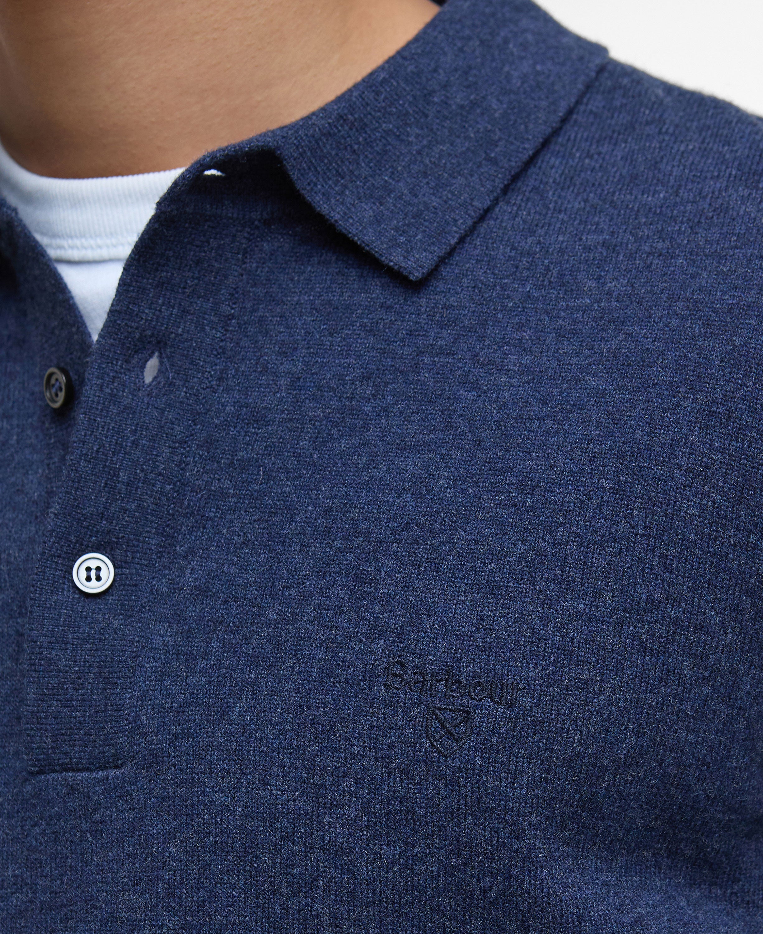 Hutherston Knitted Polo Shirt - Navy Marl