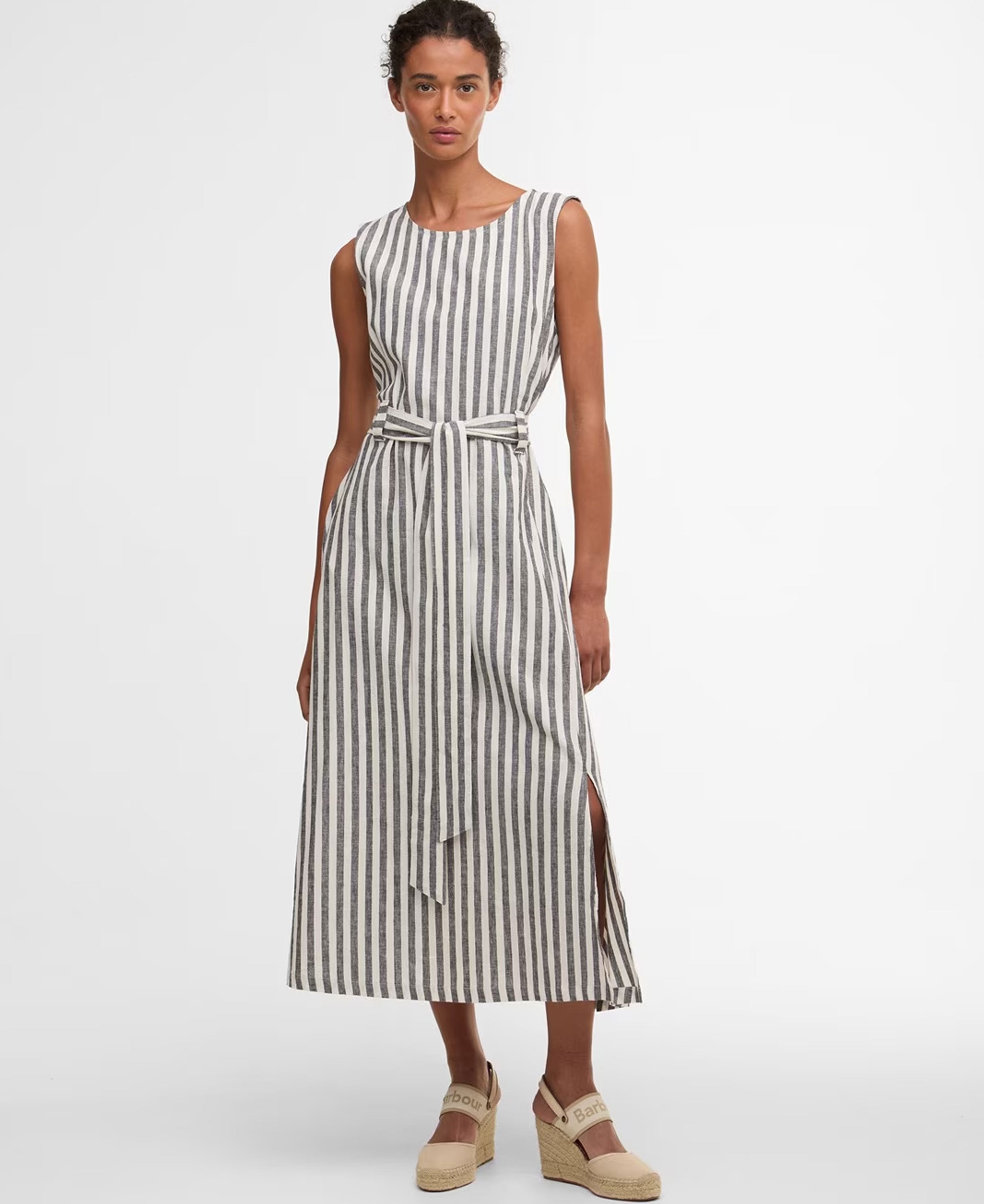 Inez Midi Dress - Dark Navy Stripe