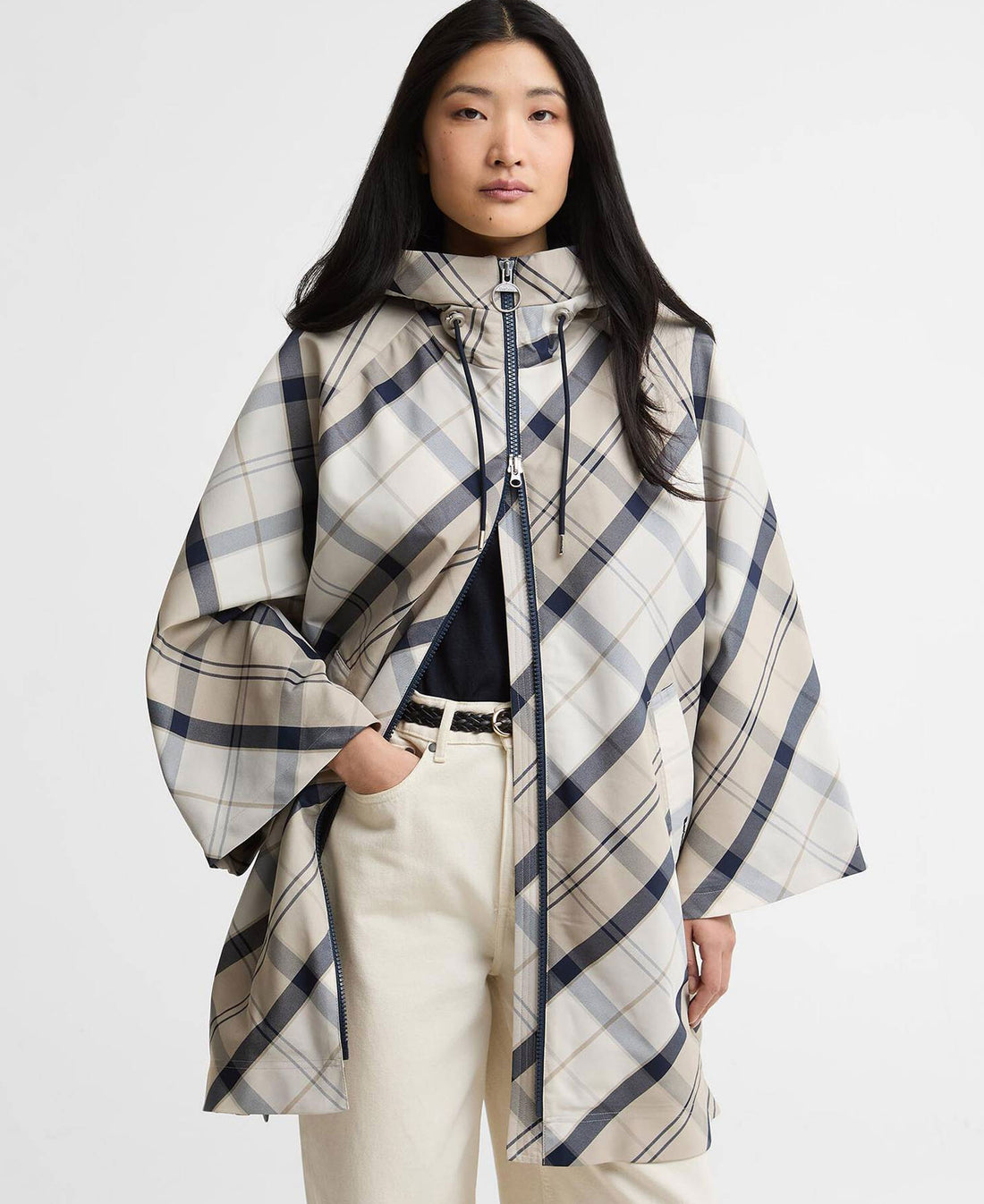 Kinsale Tartan Showerproof Cape - Dress Navy Tartan