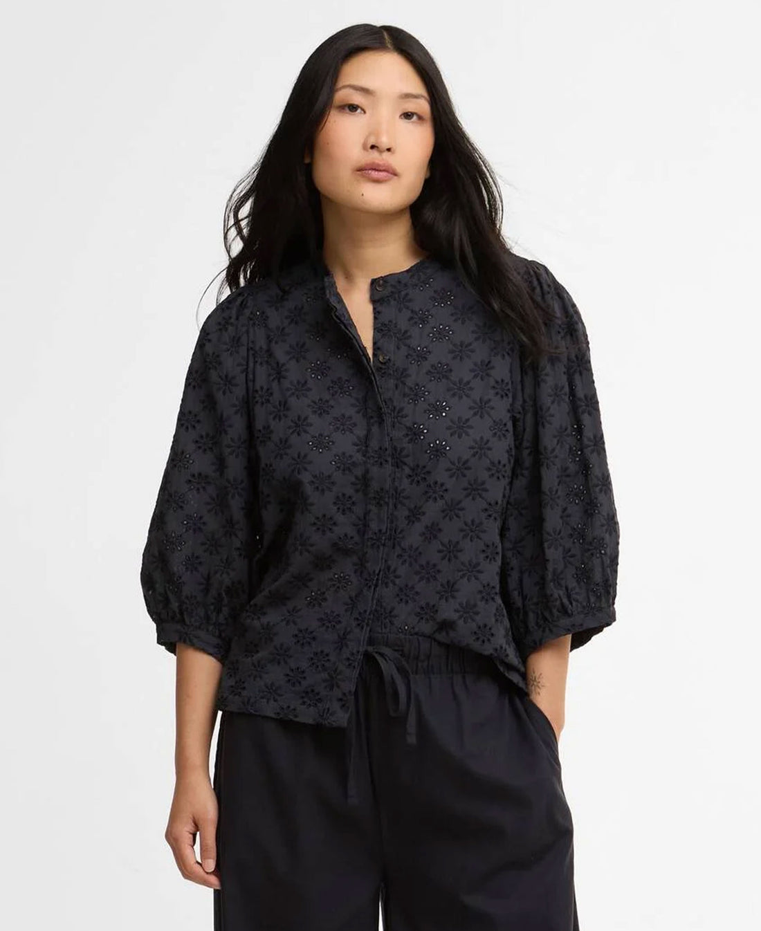Layla Broderie Anglaise Shirt - Dark Navy