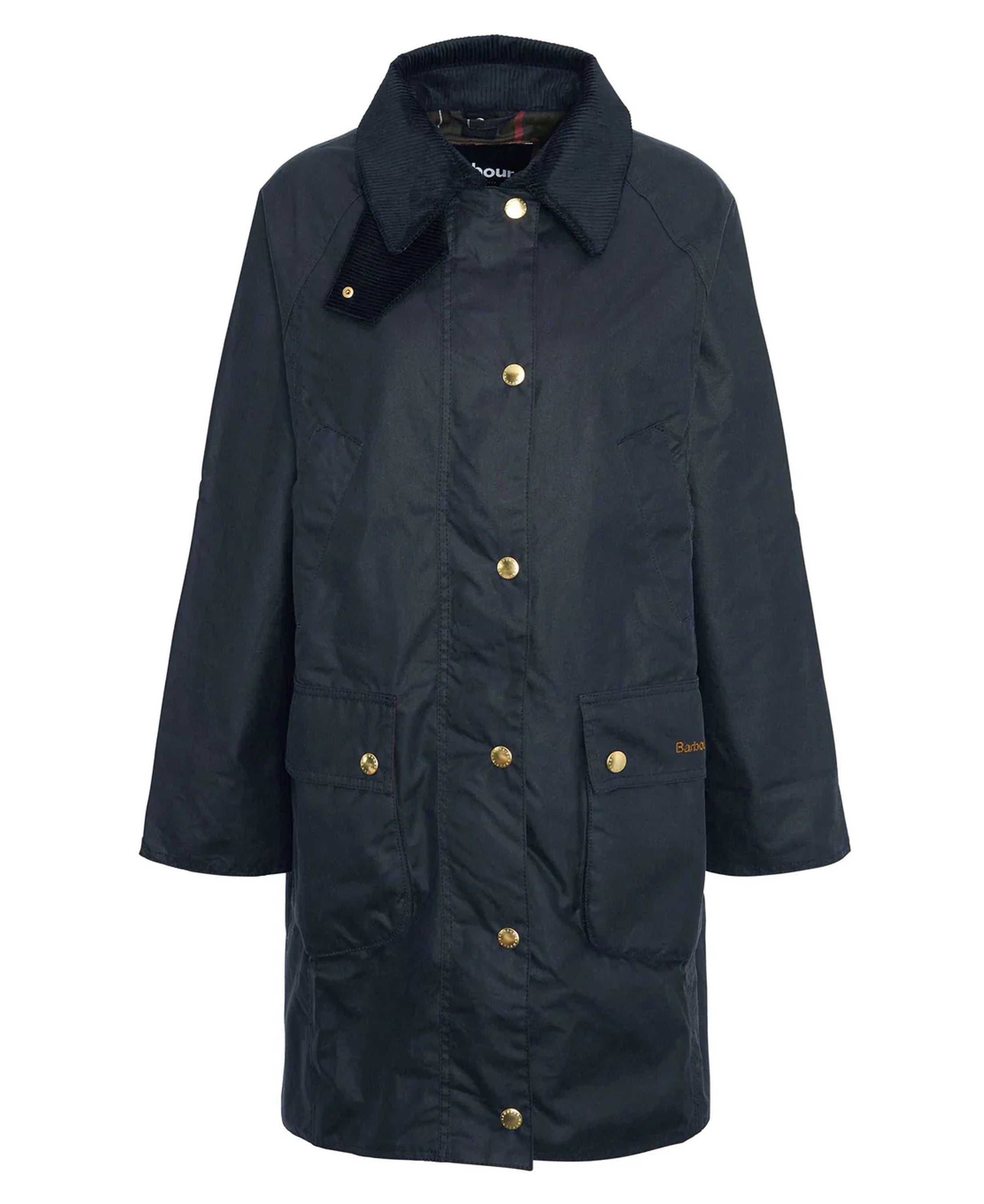 Long Beadnell Wax Jacket - Navy/Classic