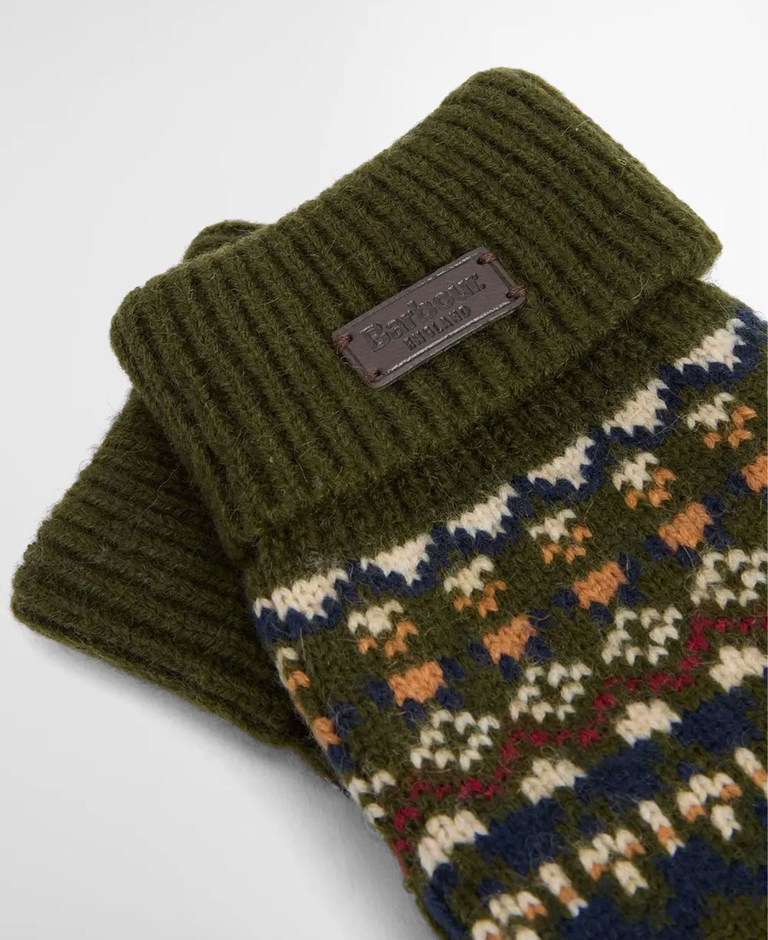 Marlow Fair Isle Knitted Gloves - Olive