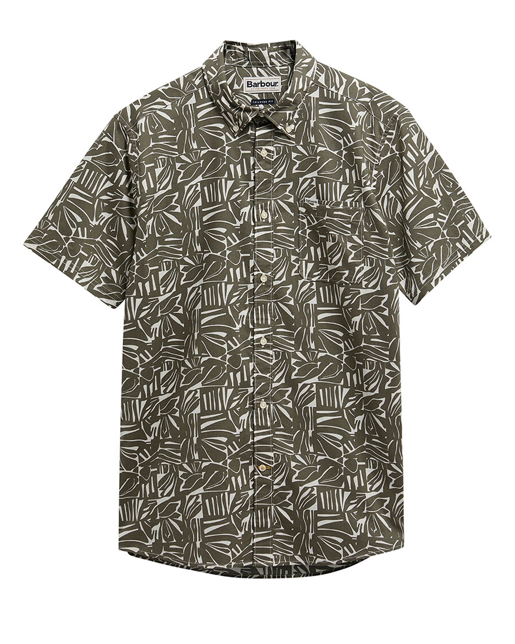 Orton Printed S/S Summmer Shirt - Olive