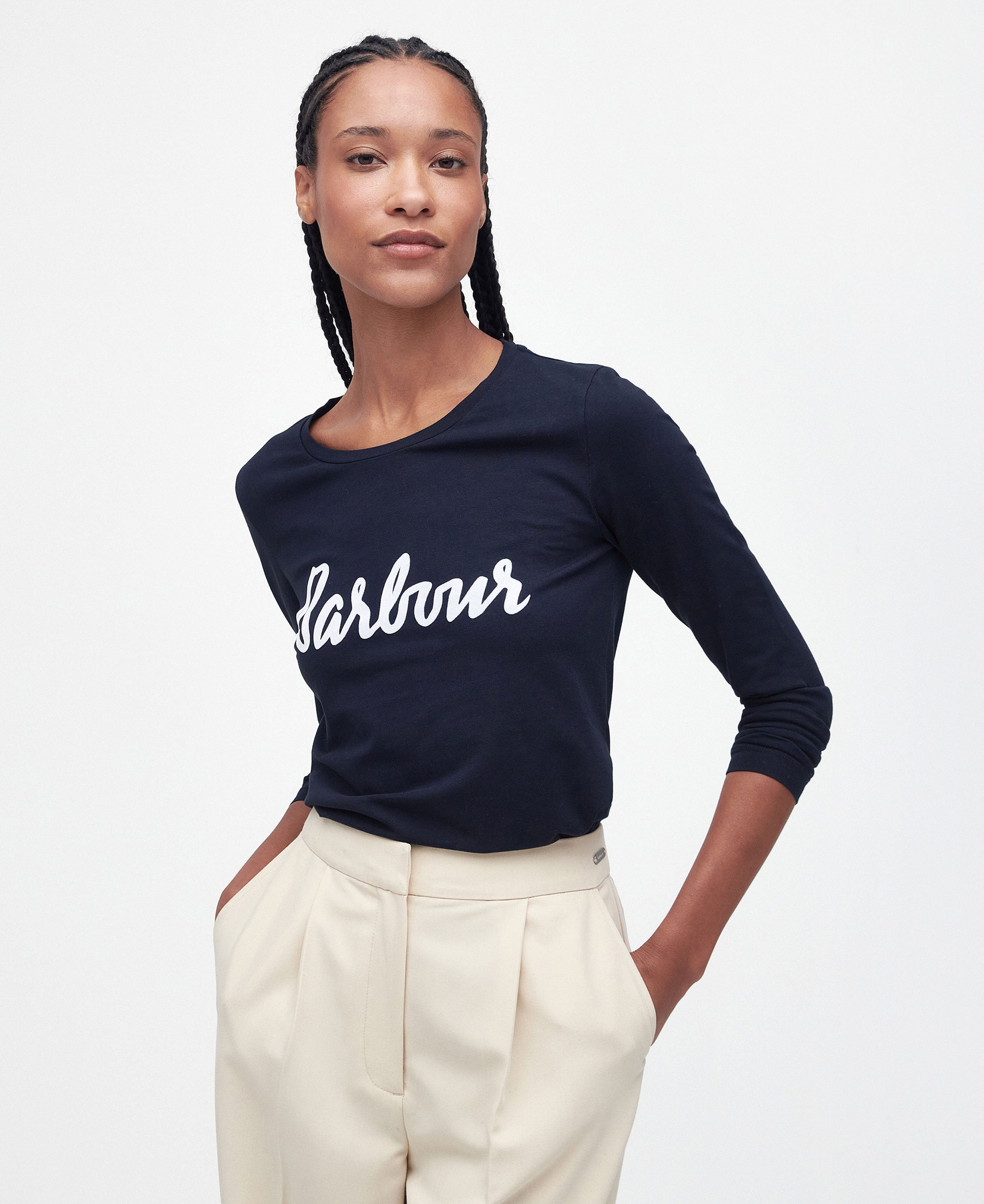 Otterburn Long Sleeve T-Shirt - Navy/White