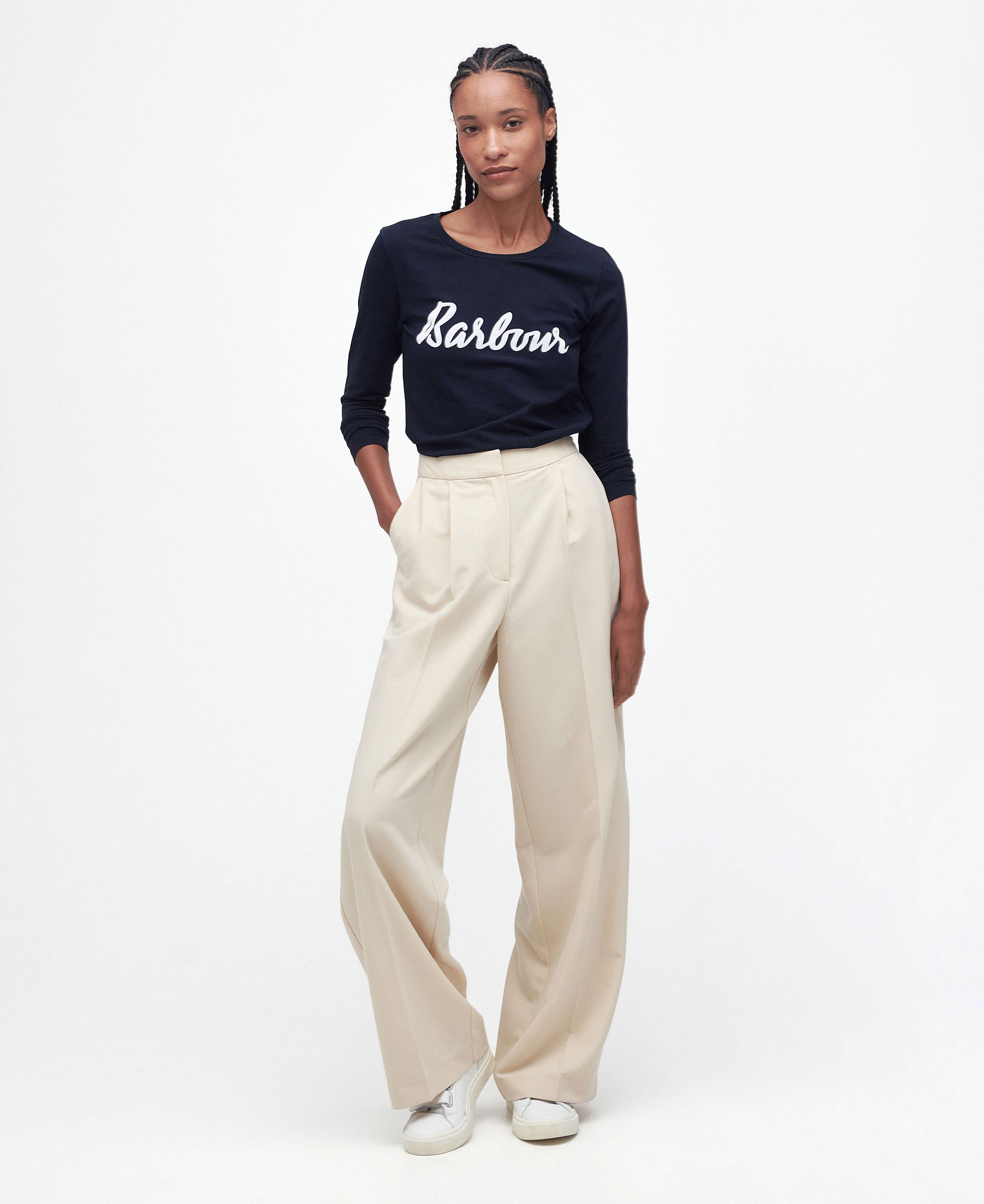 Otterburn Long Sleeve T-Shirt - Navy/White