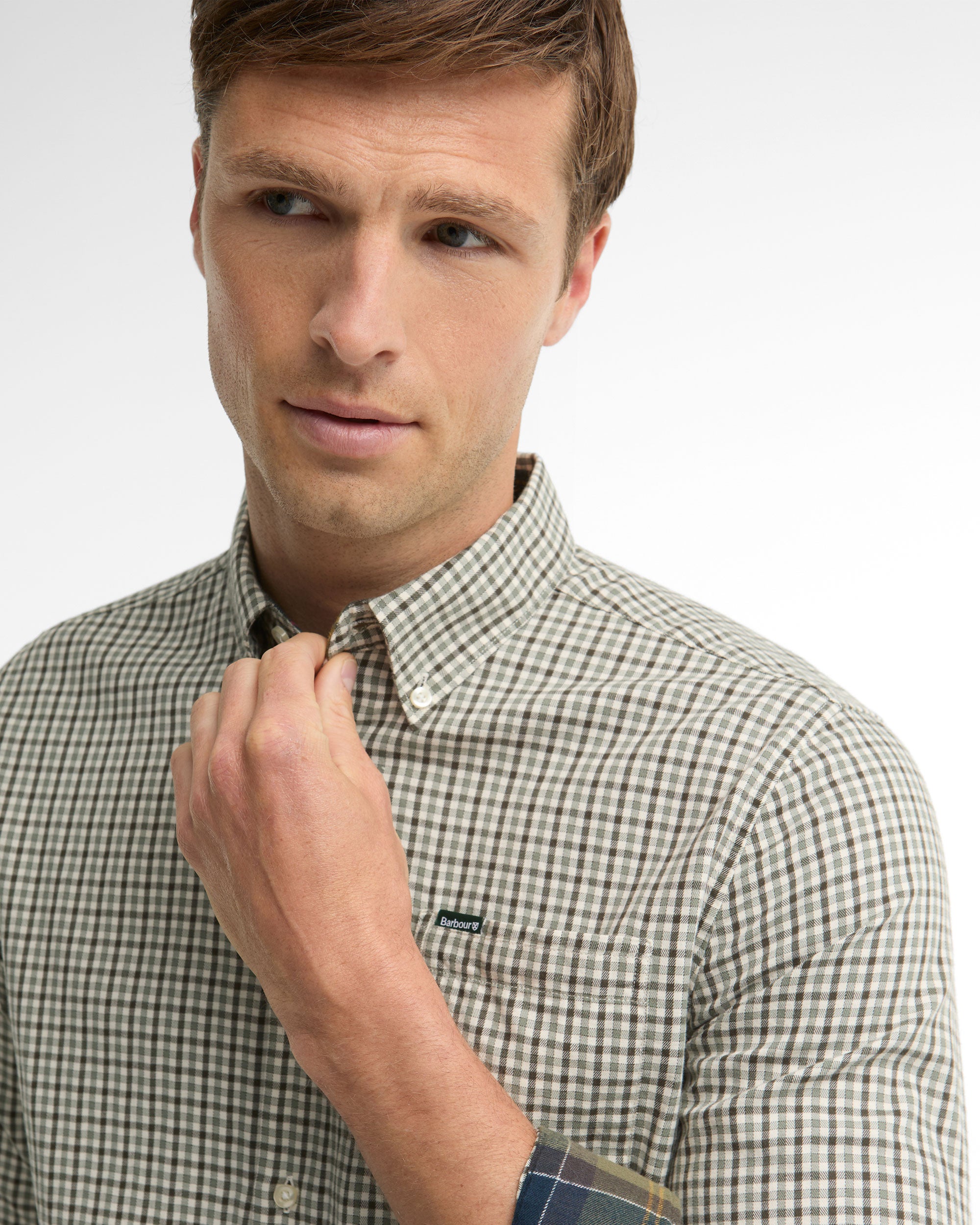 Padshaw Tailored Gingham Shirt - Olive