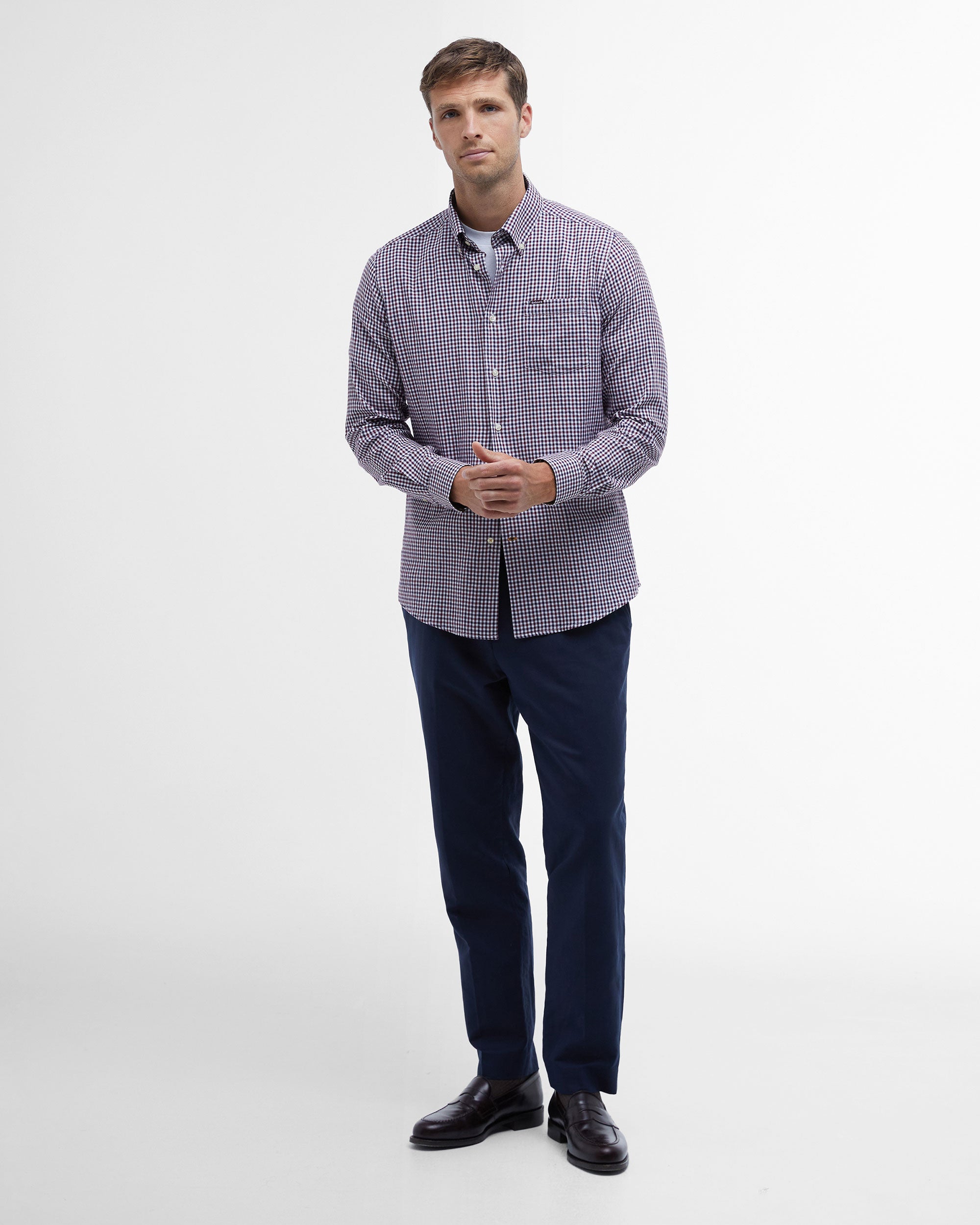 Padshaw Tailored Gingham Shirt - Rich Red