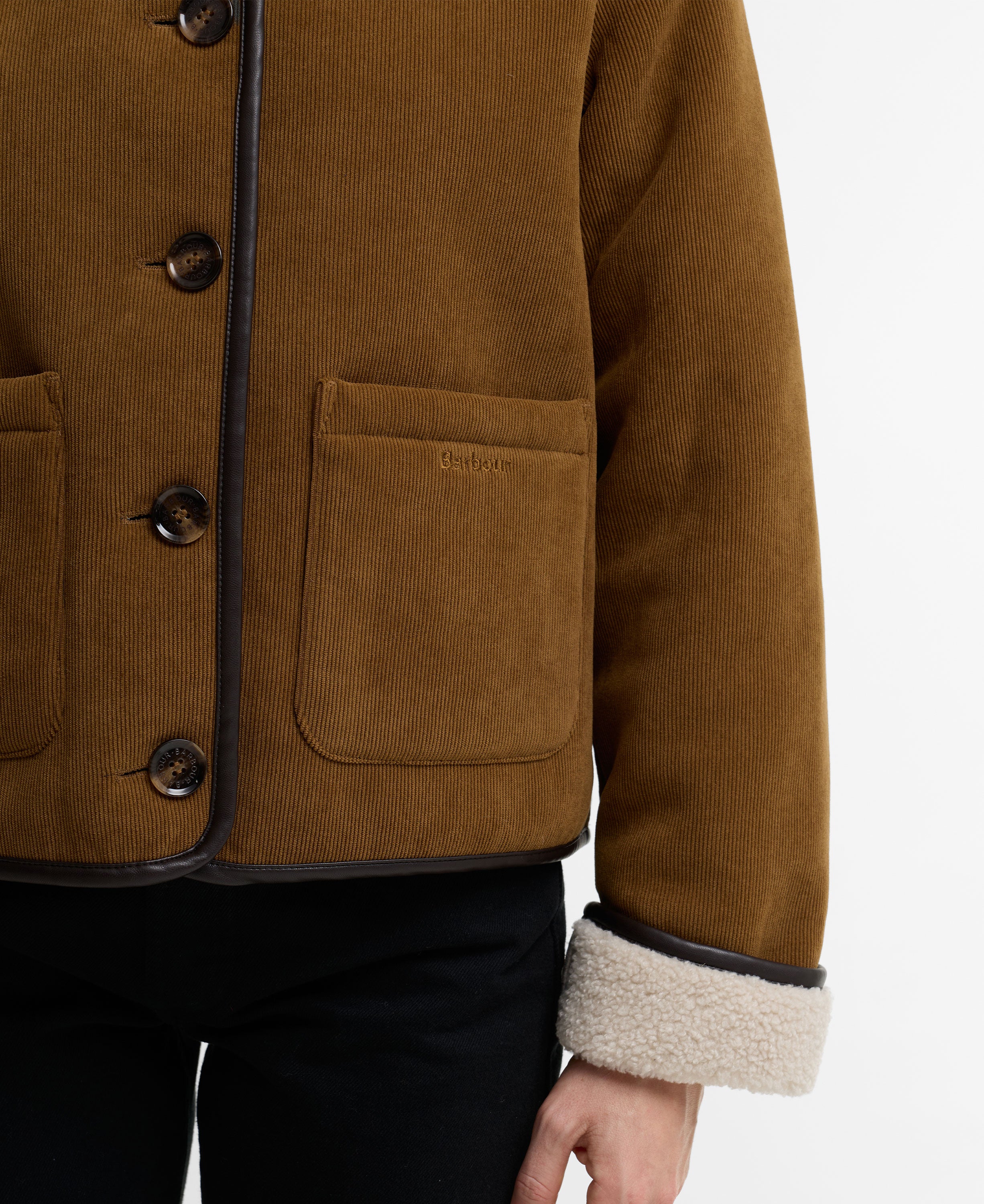 Penny Fleece Casual Jacket - Tan/Ecru