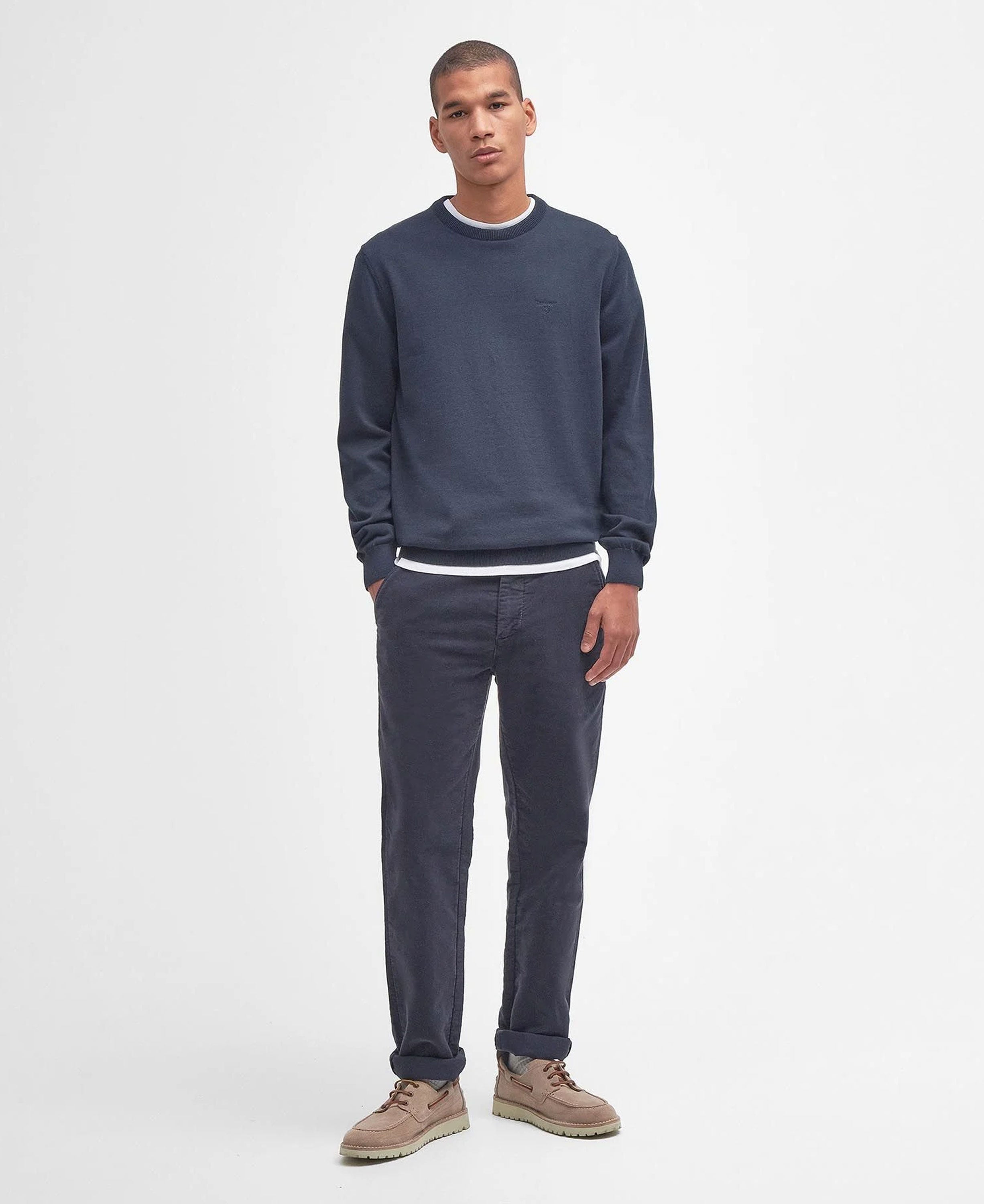 Pima Cotton Crew Neck Jumper - Navy