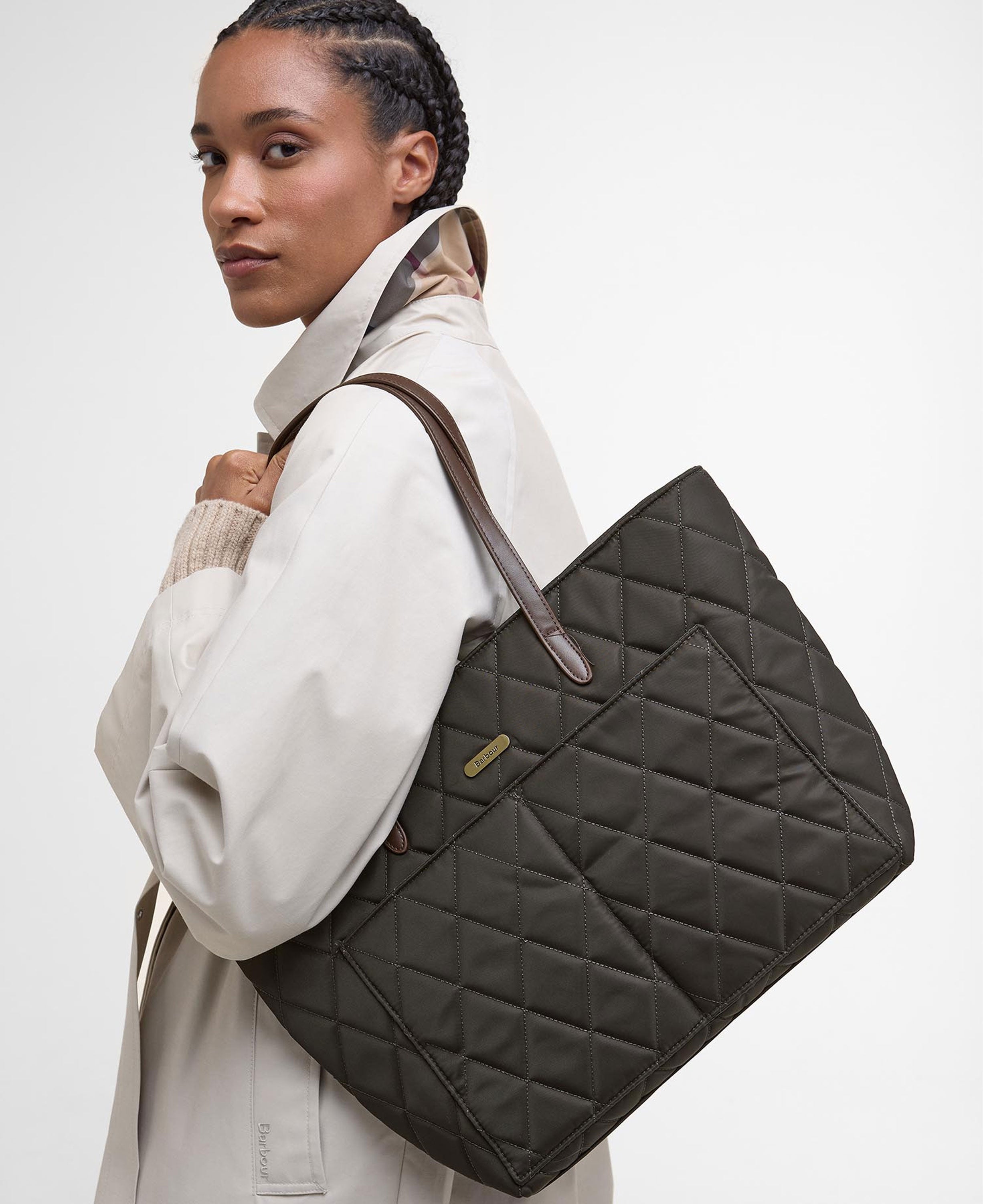 Quilted Tote Bag - Olive