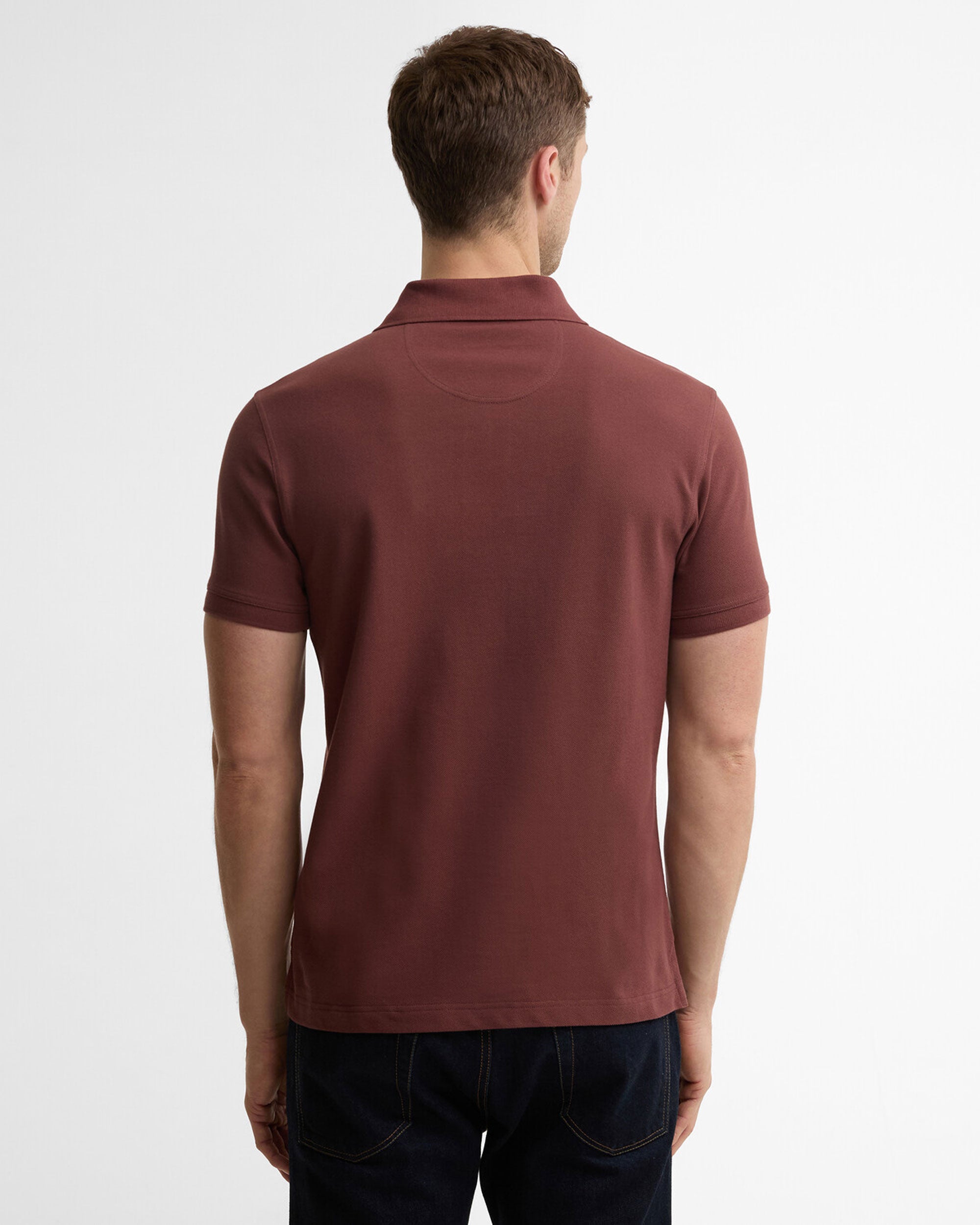 Tartan Pique Tailored Polo Shirt - Burnt Pepper