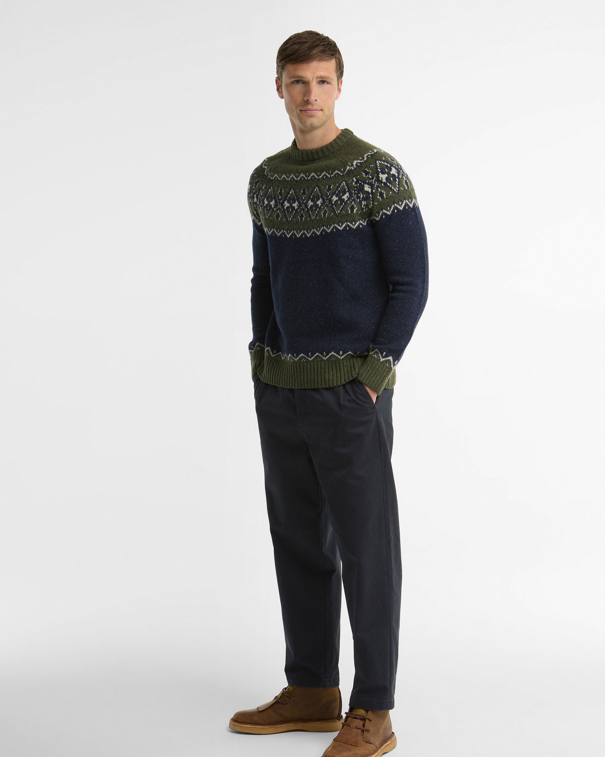 Tisbury Fairisle Crew Neck - Olive