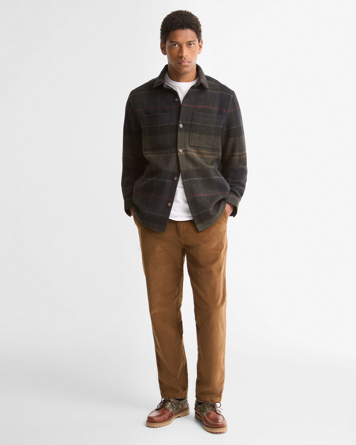 Woodlane Brushed Check Overshirt - Shadow Classic Tartan