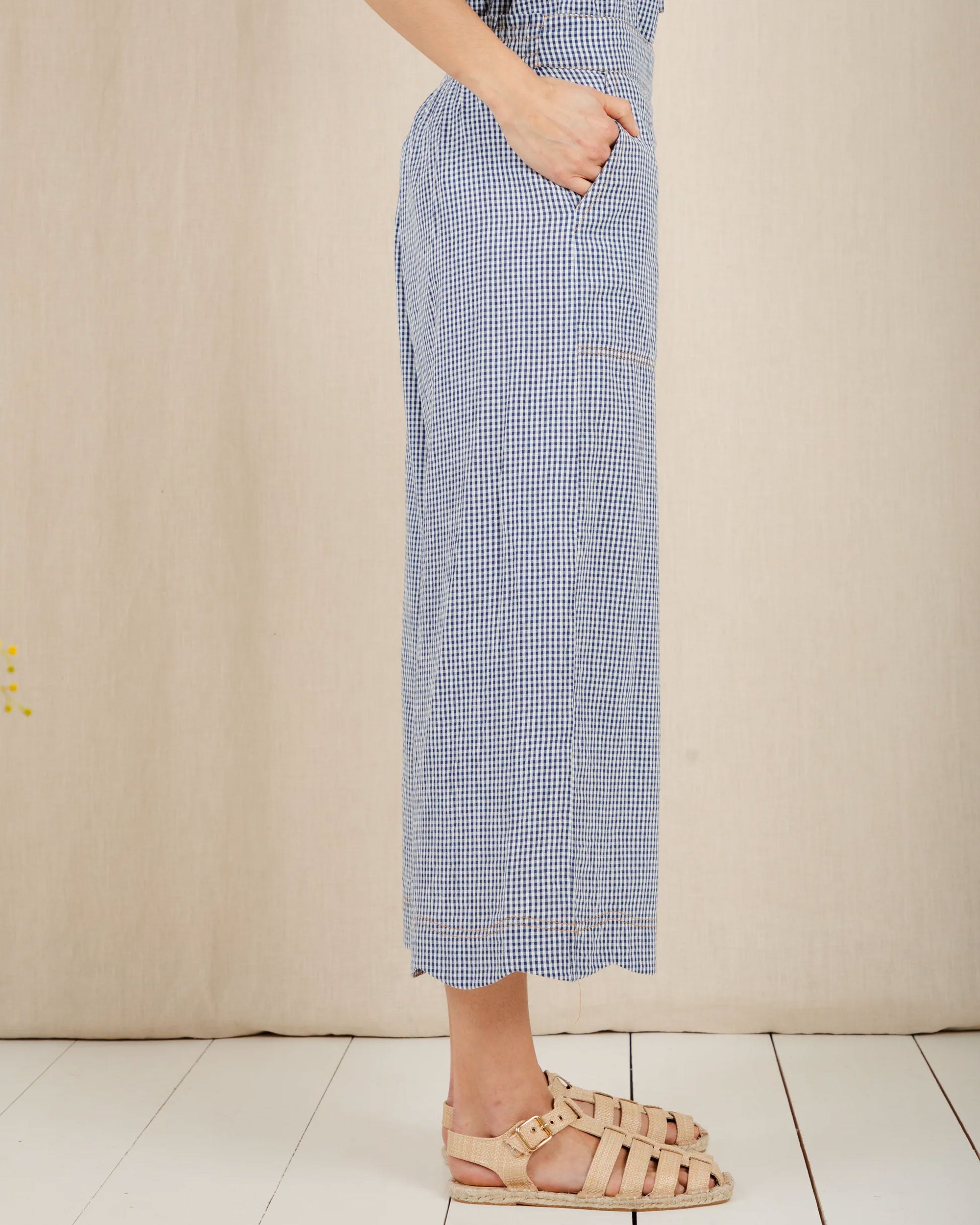 Aide Trouser - Navy Gingham