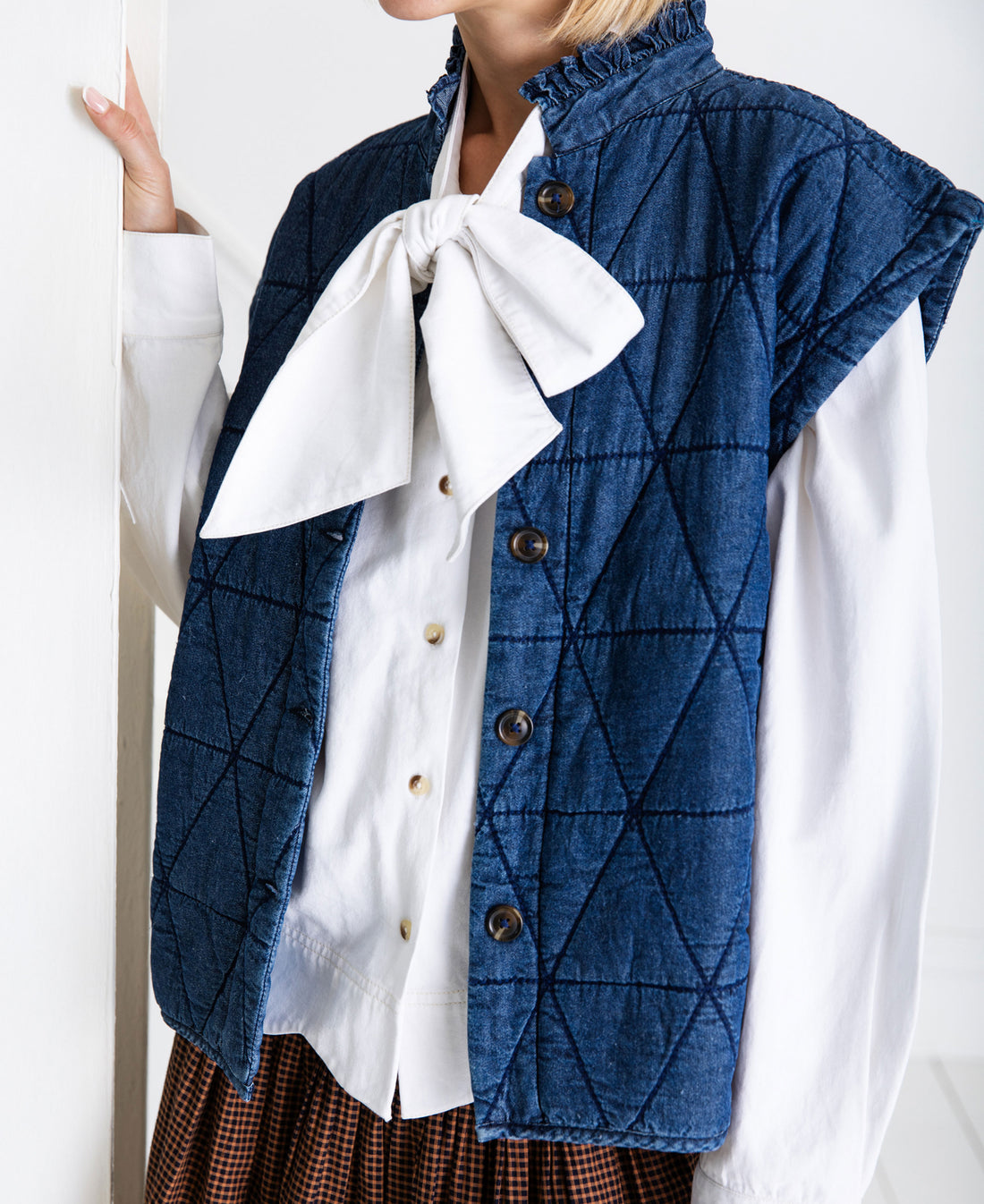 Stina Quilted Denim Gilet - Denim