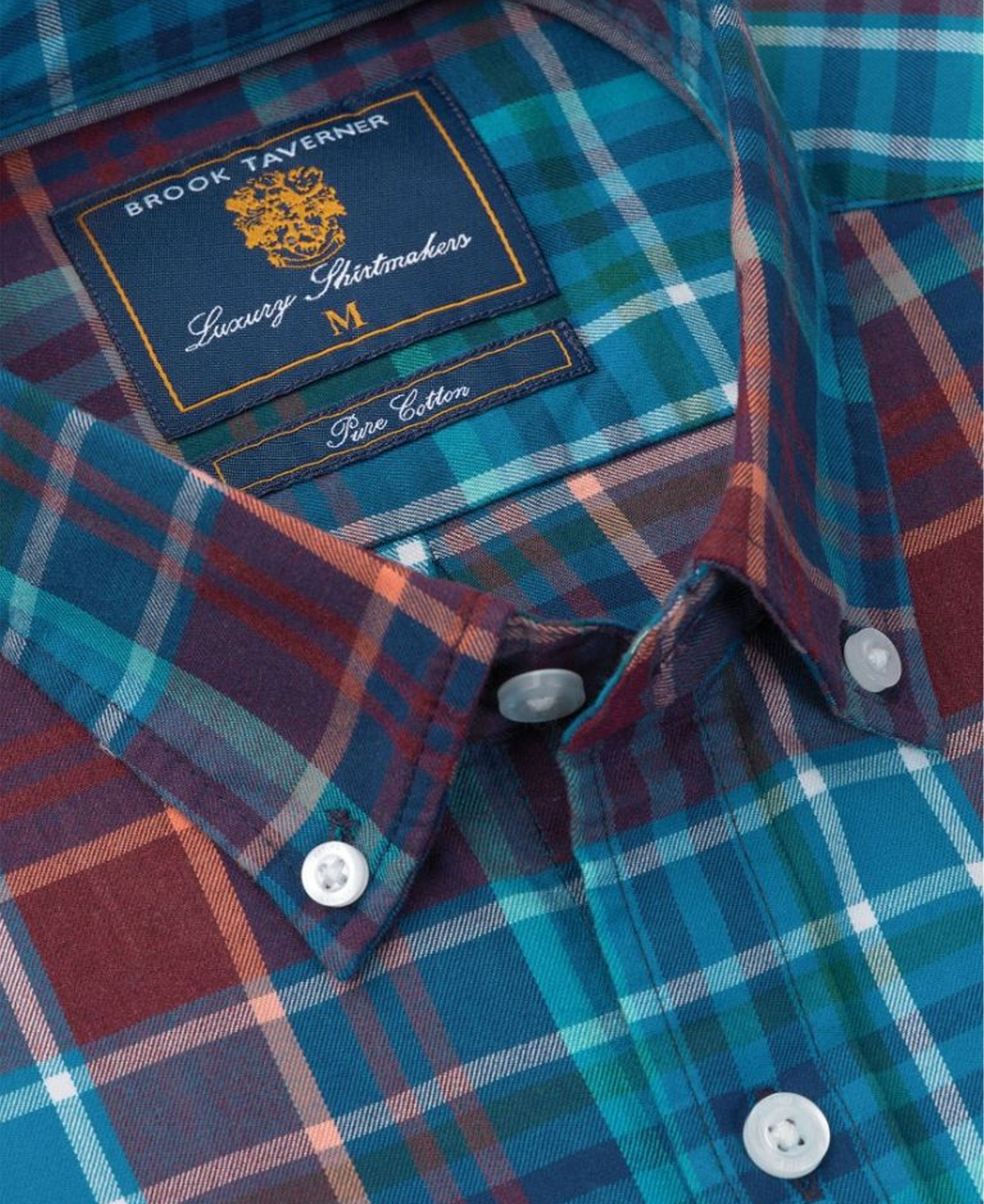 Melange Check Cotton Shirt - Teal