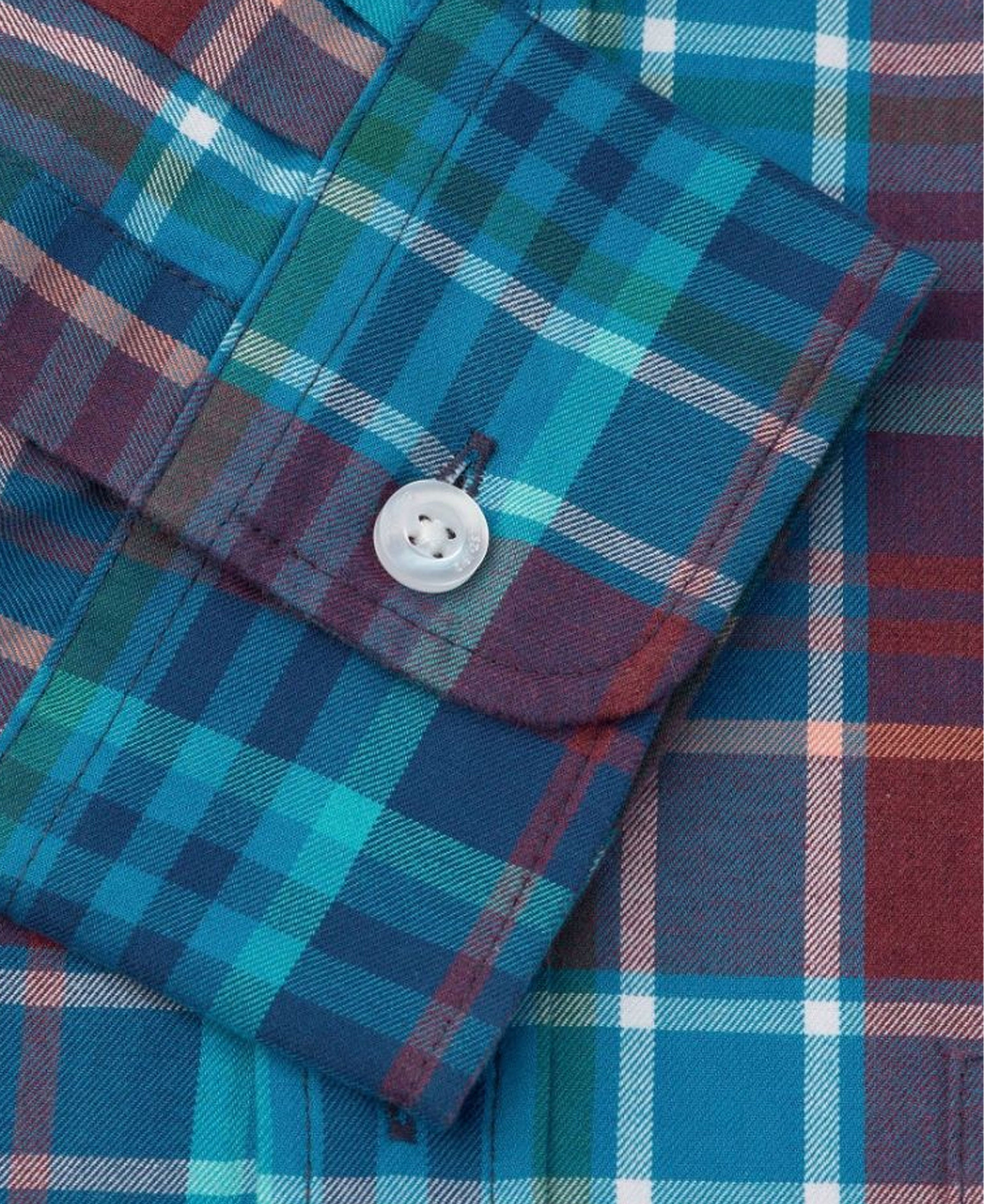 Melange Check Cotton Shirt - Teal