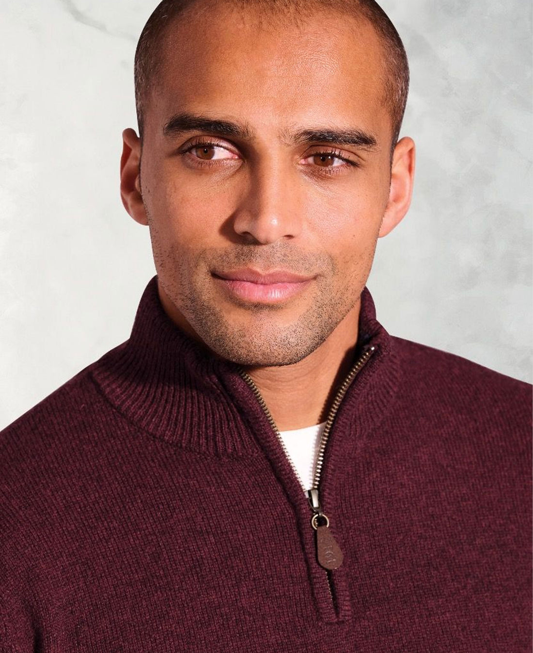 Rutherford Lambswool Zip Neck Jumper - Burgundy