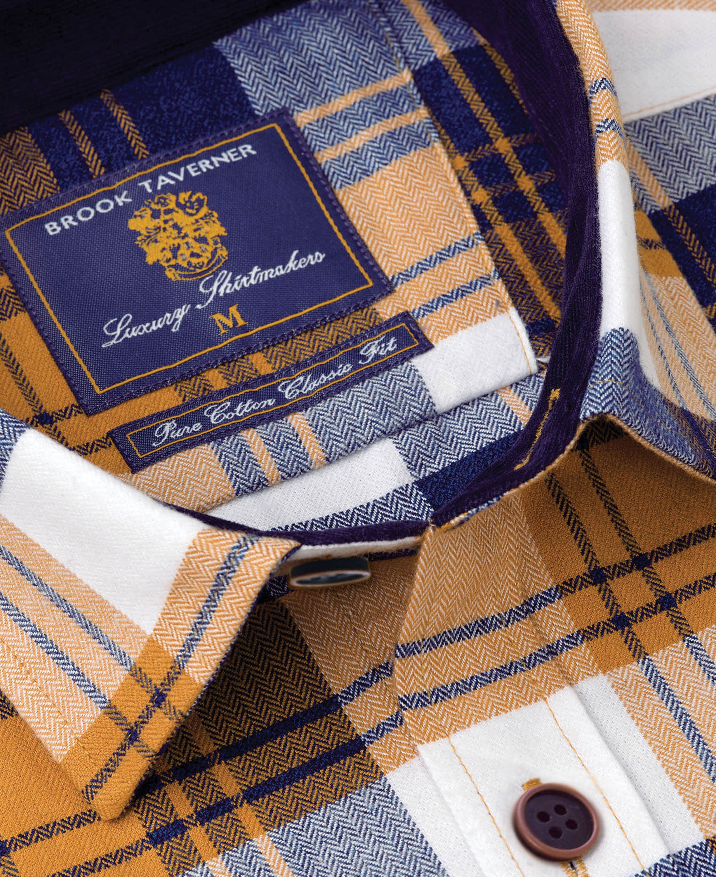 Jaspe Herringbone Check Shirt - Mustard